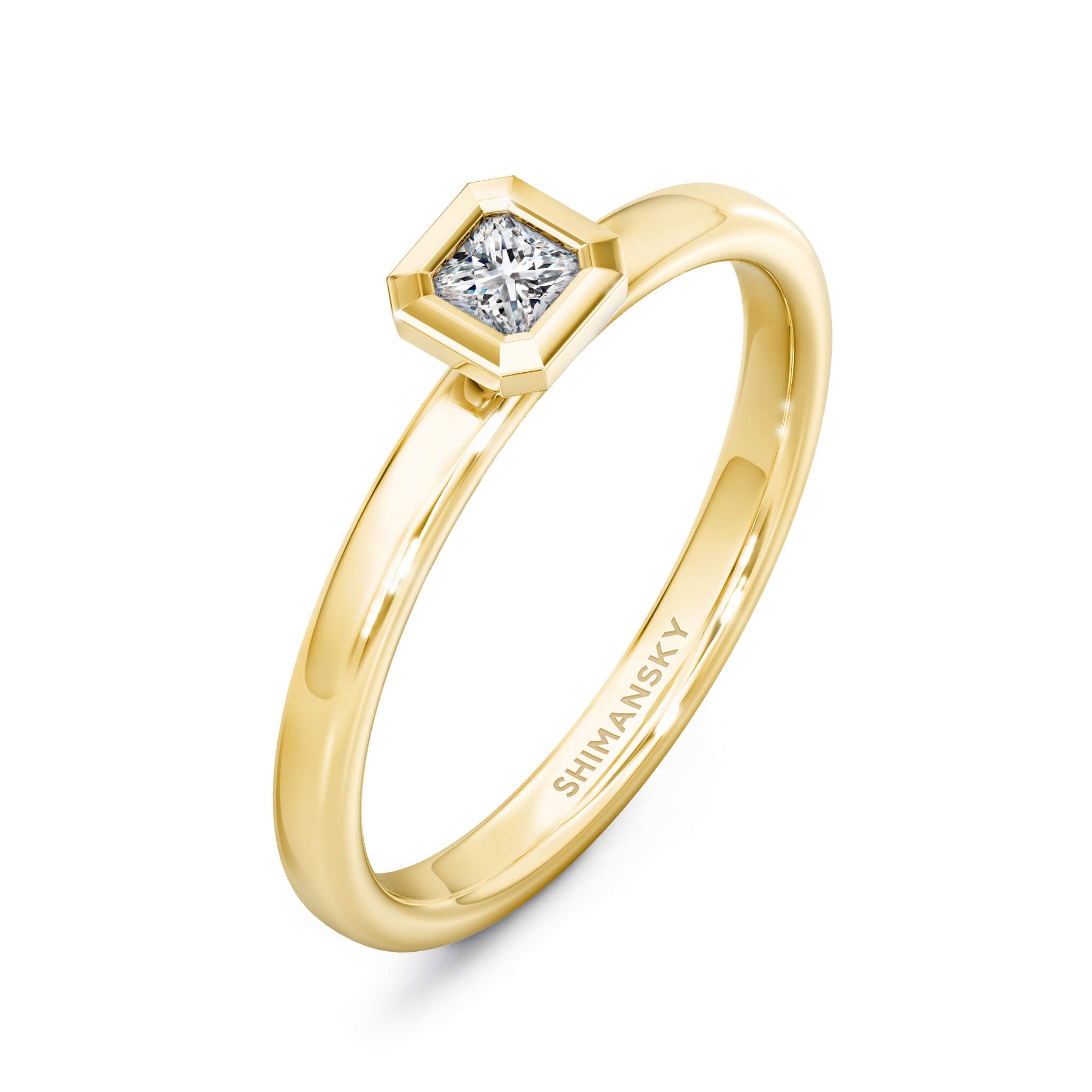 My Girl 0.15 Carat Diamond Tube Set Solitaire Ring | Shiny 14K Yellow Gold - SHIMANSKY.CO.ZA