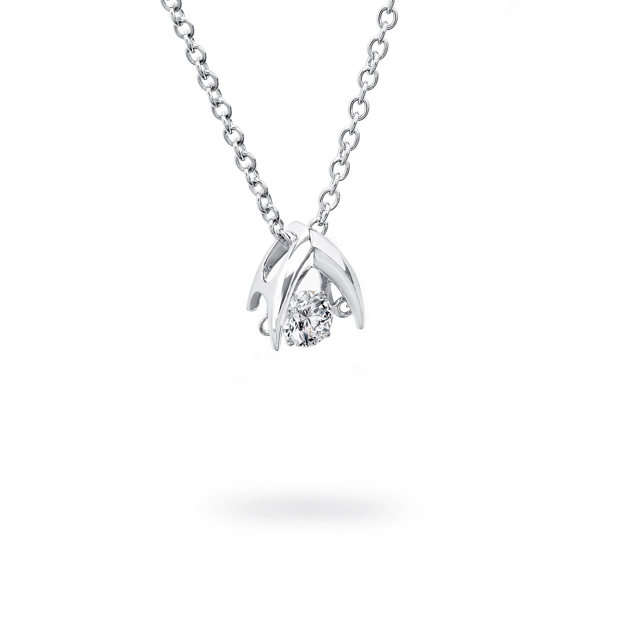 Shimansky - Dancing Diamond Wishbone Pendant 0.10ct crafted in 14K White Gold