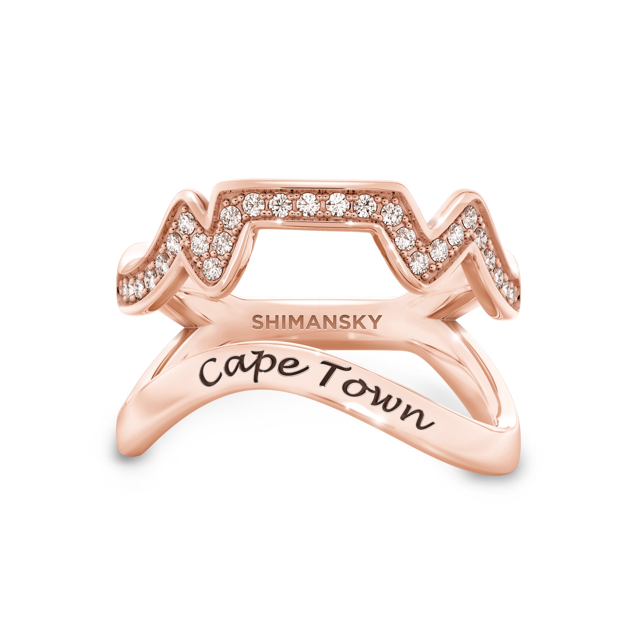 Cape Town Single Row Diamond Rind in 14K Rose Gold Front View