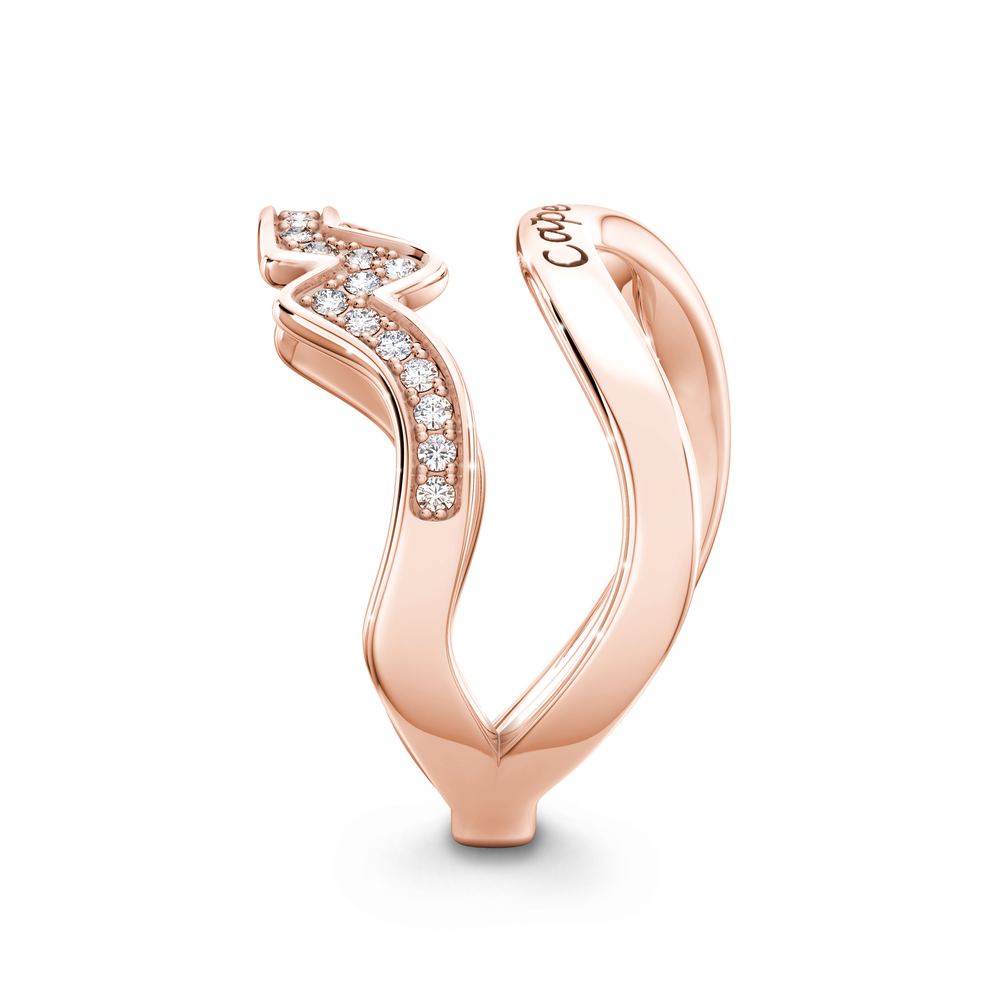 Cape Town Single Row Diamond Rind in 14K Rose Gold Side View