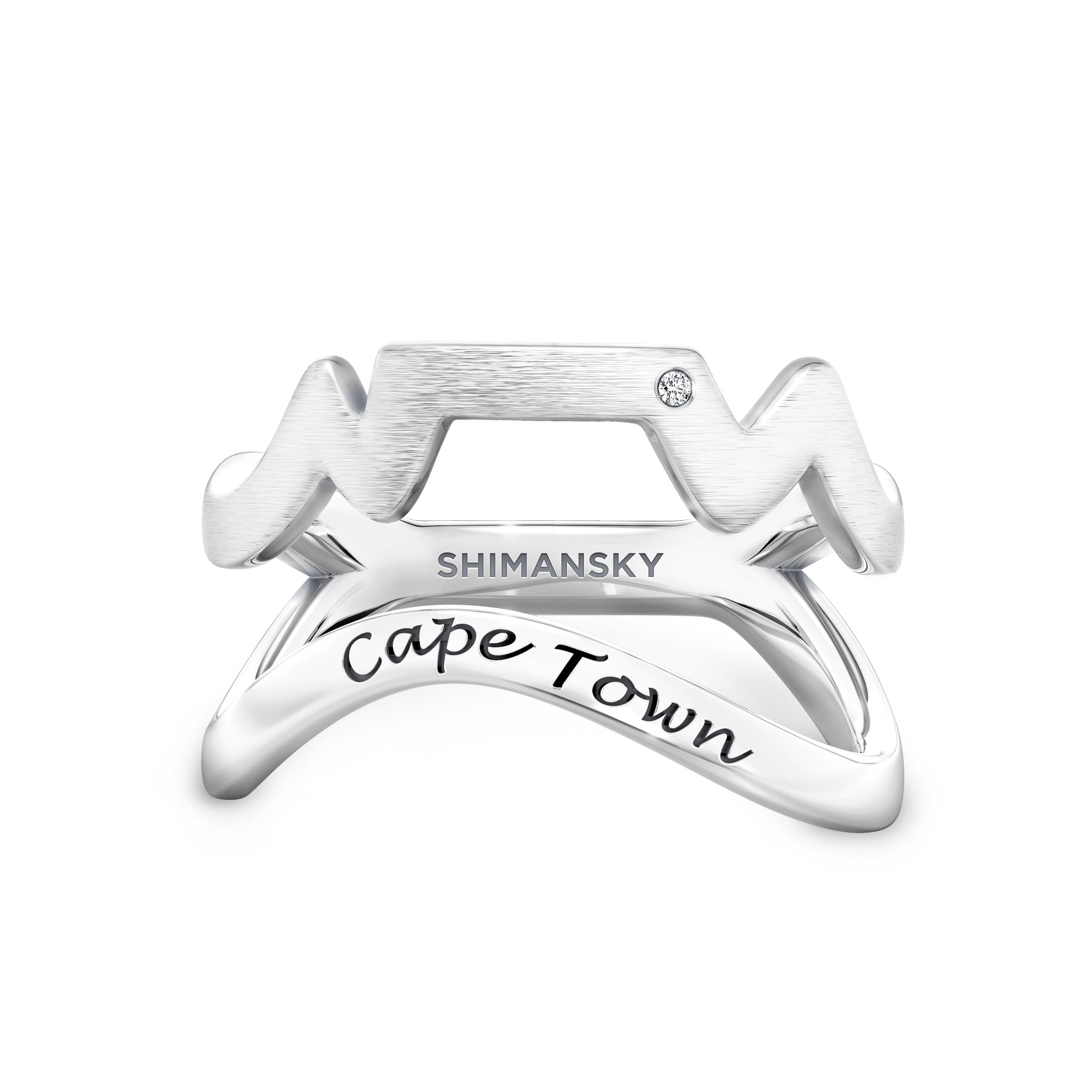 Cape Town Swiss Set Diamond Ring In 14K White Gold Front View