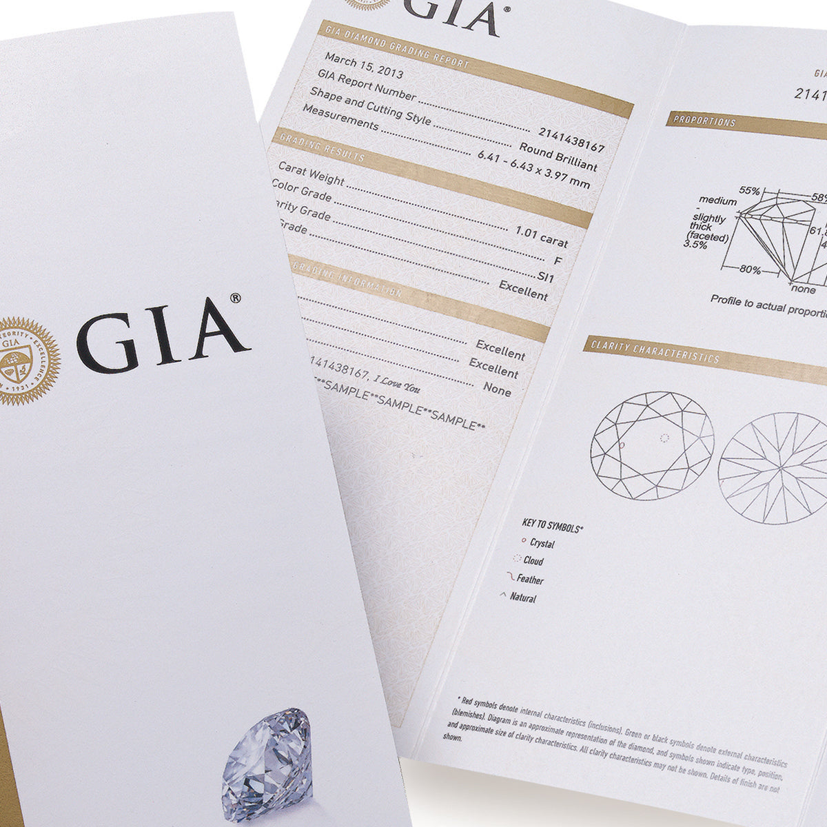 GIA Diamond certification information inside their brochures