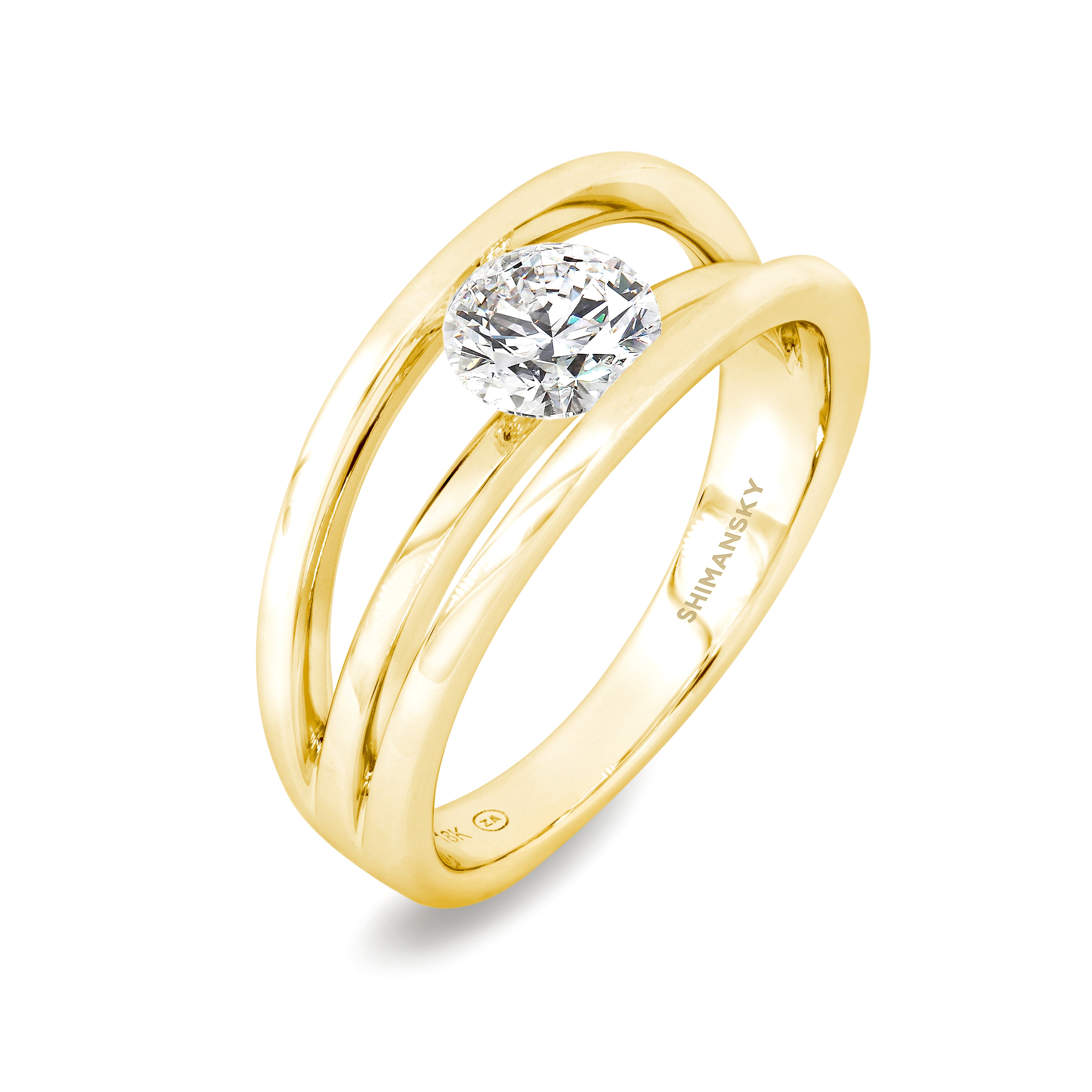 Evolym Diamond Engagement Ring 0.70 Carat in 18K Yellow Gold 3D View