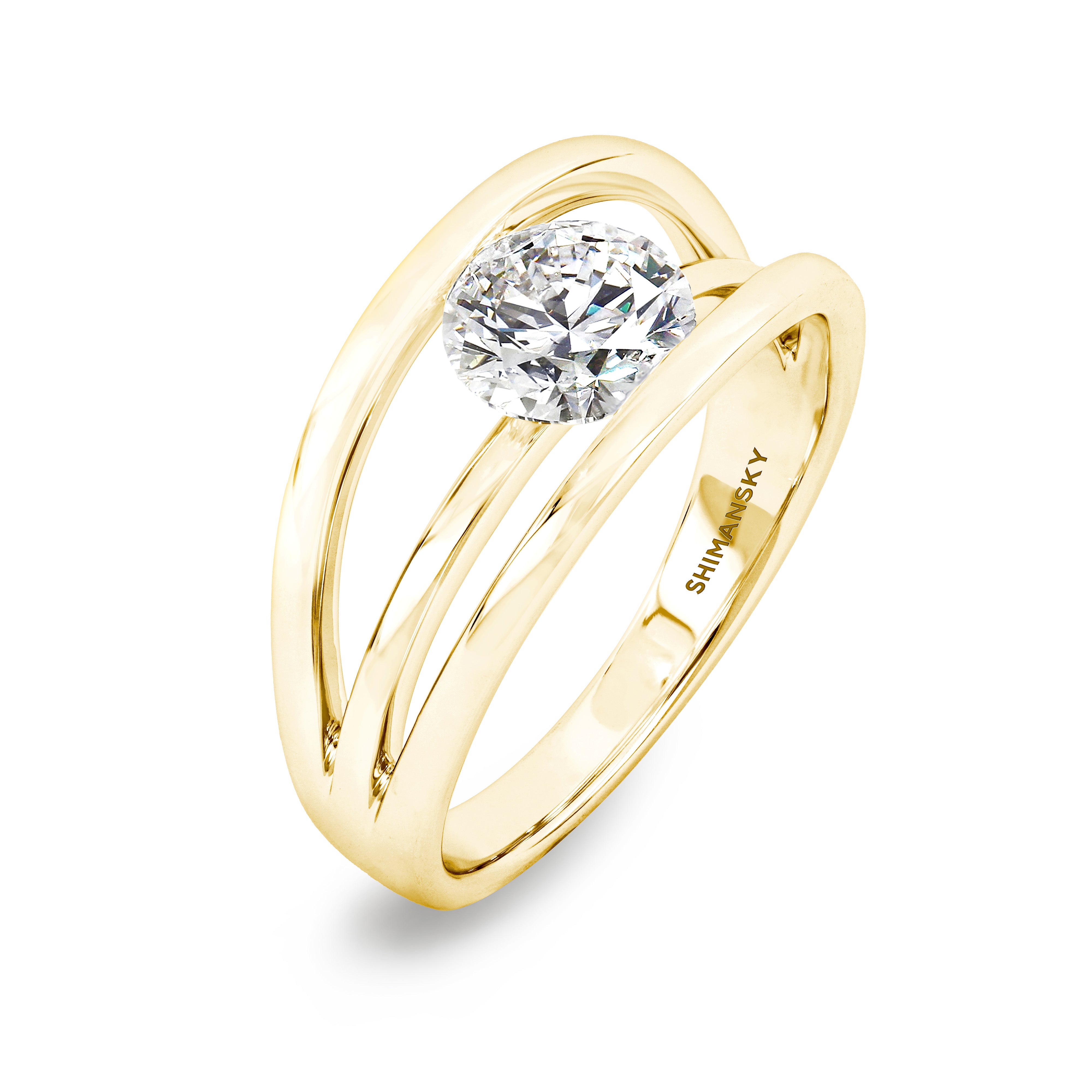 Evolym Diamond Engagement Ring 1.00 Carat in 18K Yellow Gold 3D View