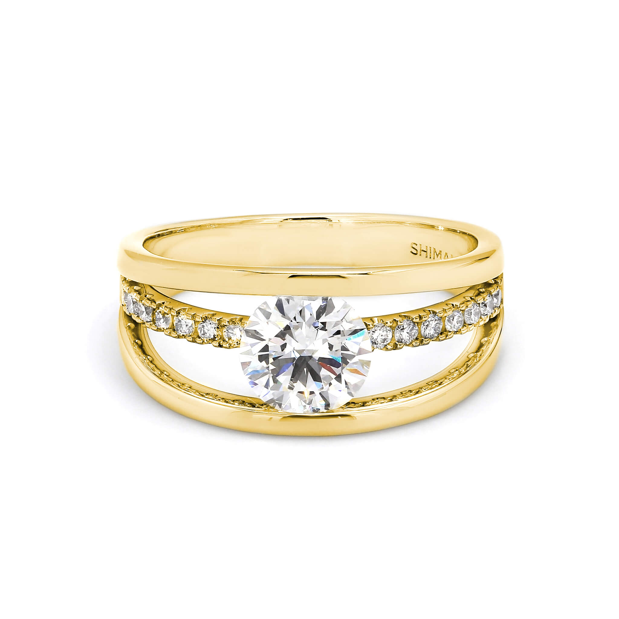 Evolym Diamond Engagement Ring 1.00 Carat in 18K Yellow Gold Front View