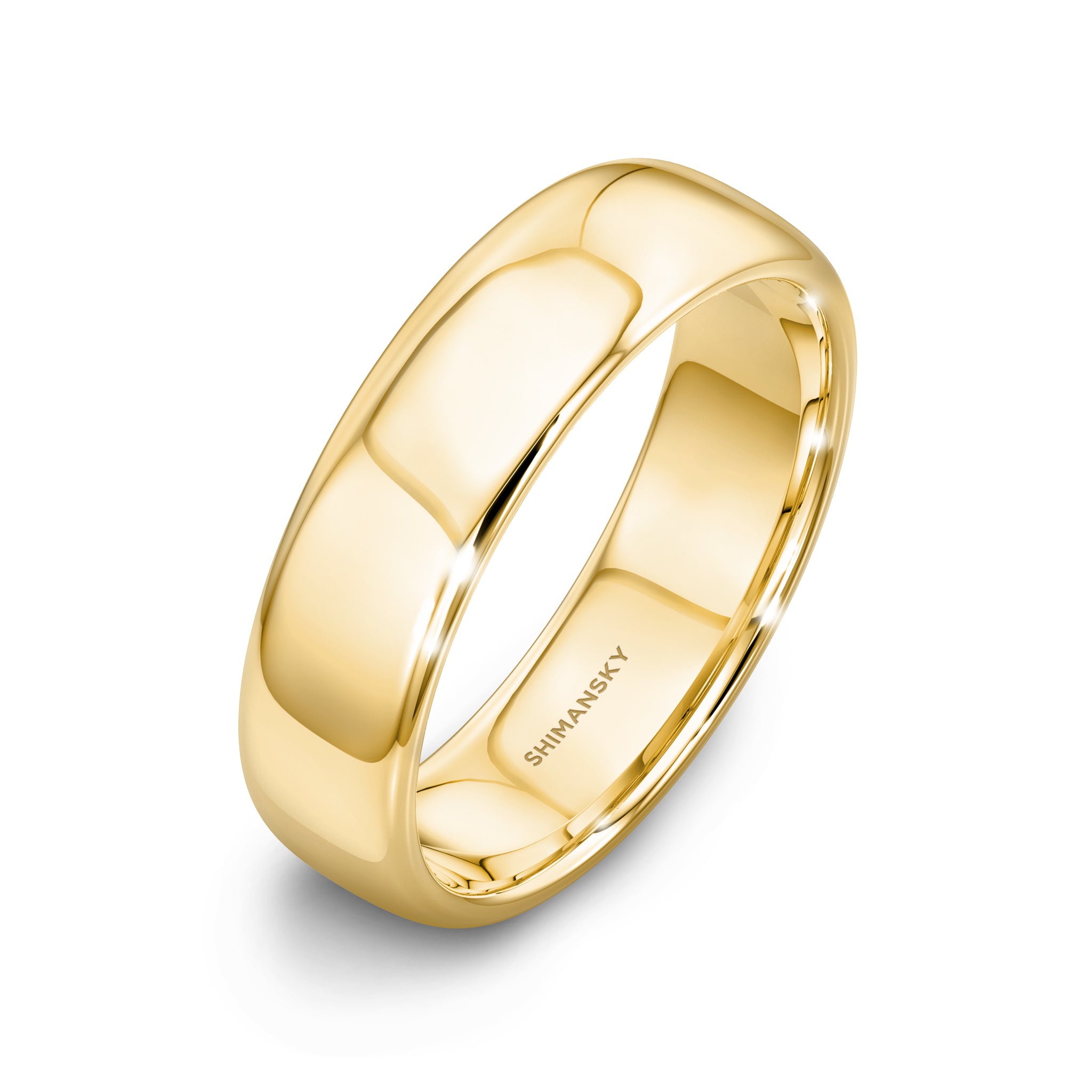 Shimansky - Max-line Half-Round Wedding Band in Shiny 18K Yellow Gold