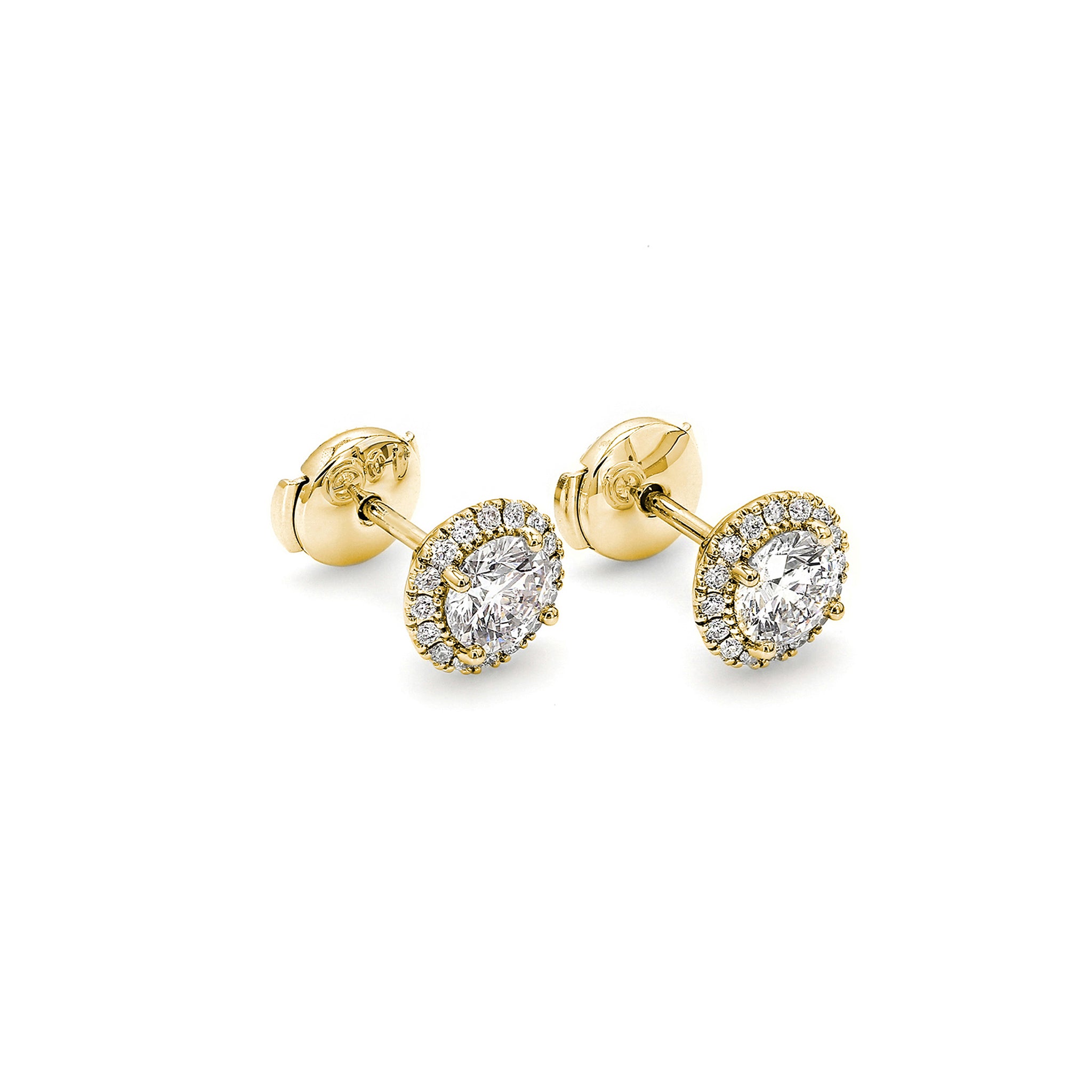 Shimansky - Diamond Microset Halo Earrings 0.30ct crafted in 18K Yellow Gold
