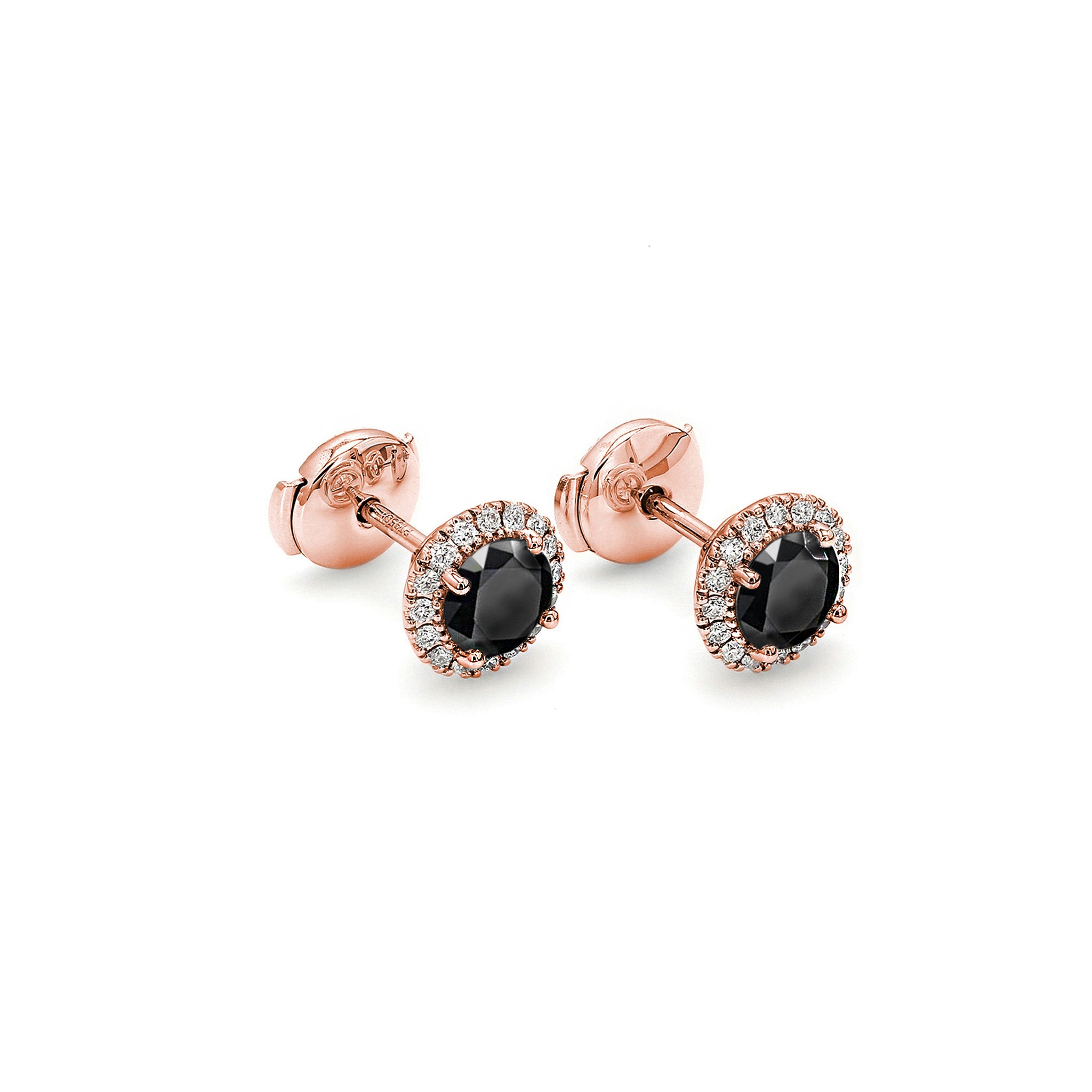 Black Diamond Microset Earrings 1.20ct crafted in 18K Rose Gold - Shimansky.co.za