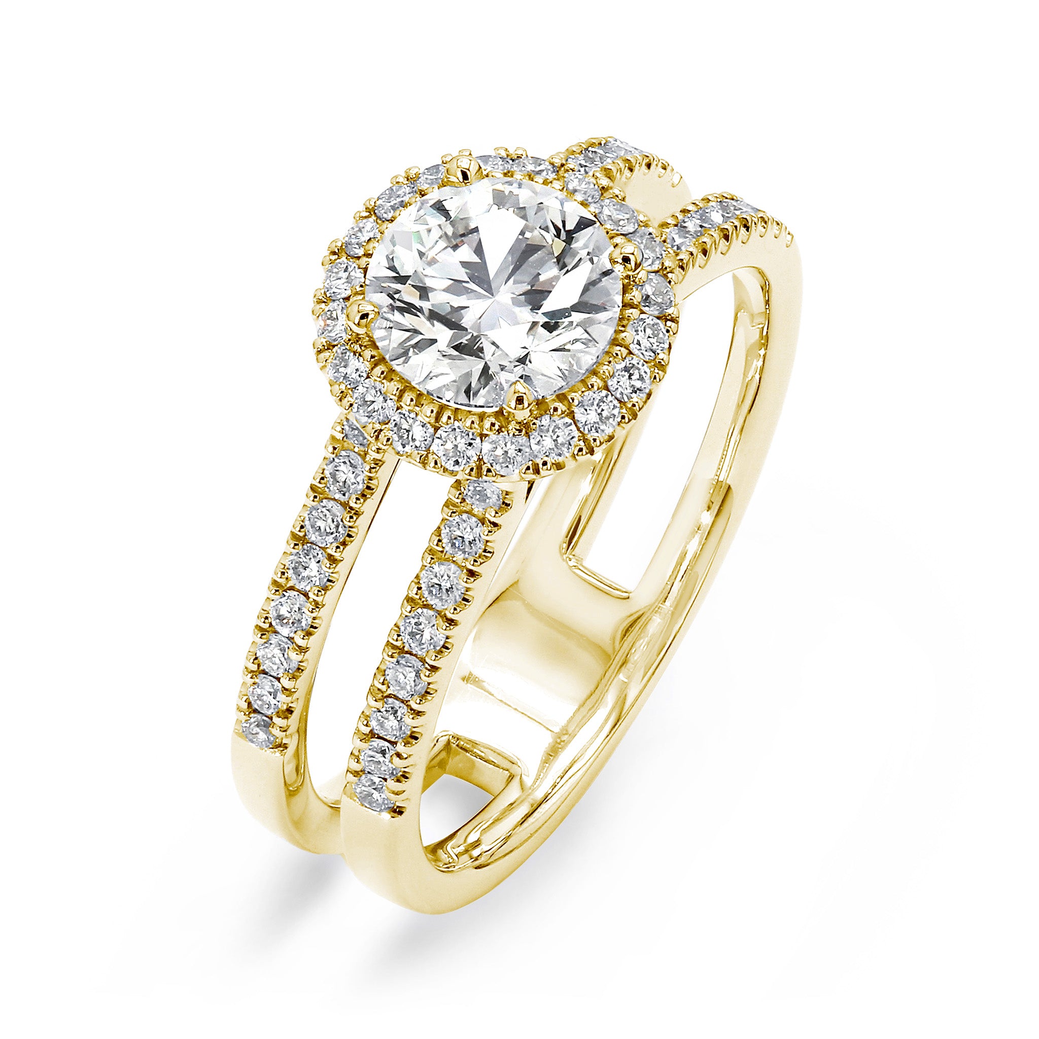 Shimansky - Diamond Microset Double Band Halo Ring 1.00ct crafted in 18K Yellow Gold