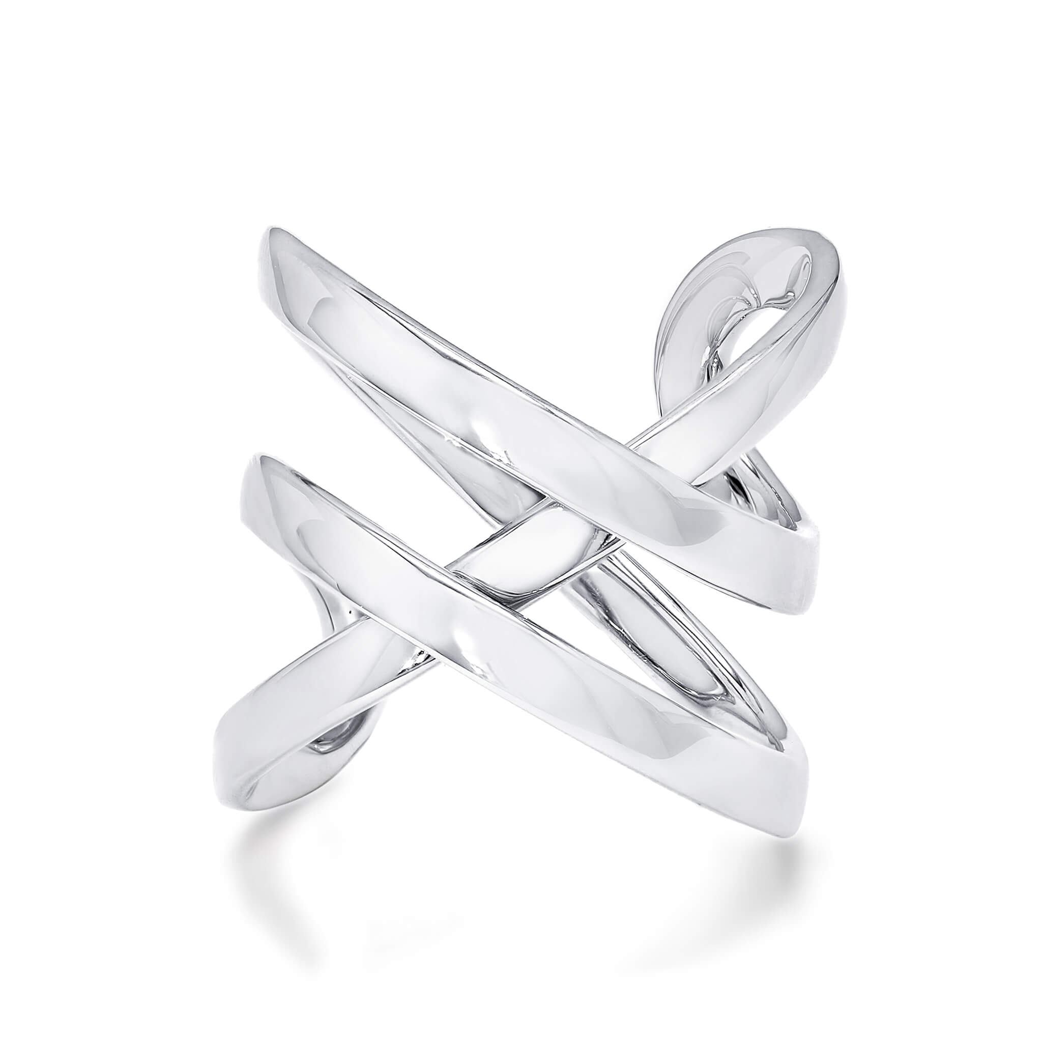 Infinity Double Ring in 18K White Gold Front View