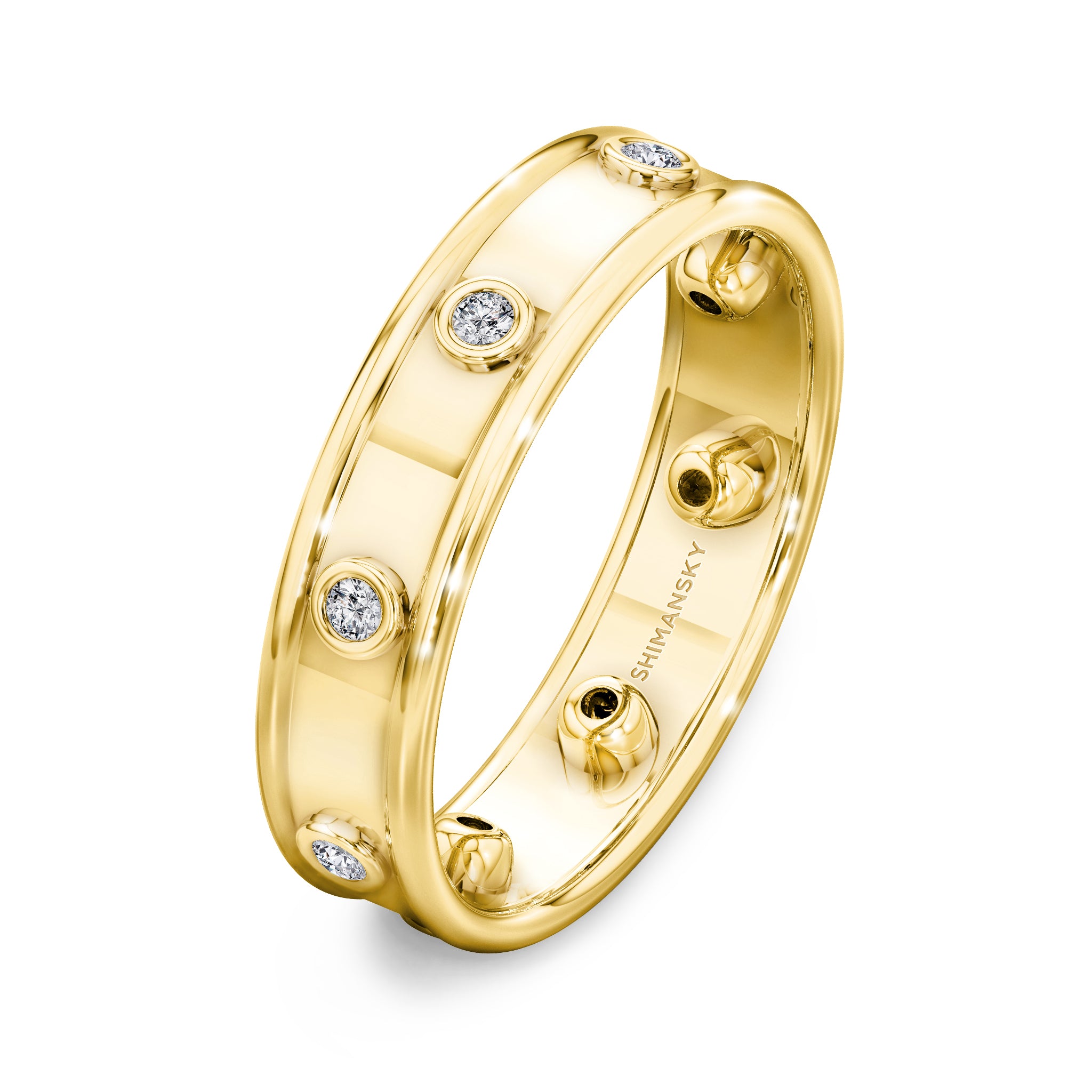 Shimansky - Caesar Classic Raised Diamond Ring 0.20ct crafted in 18K Yellow Gold