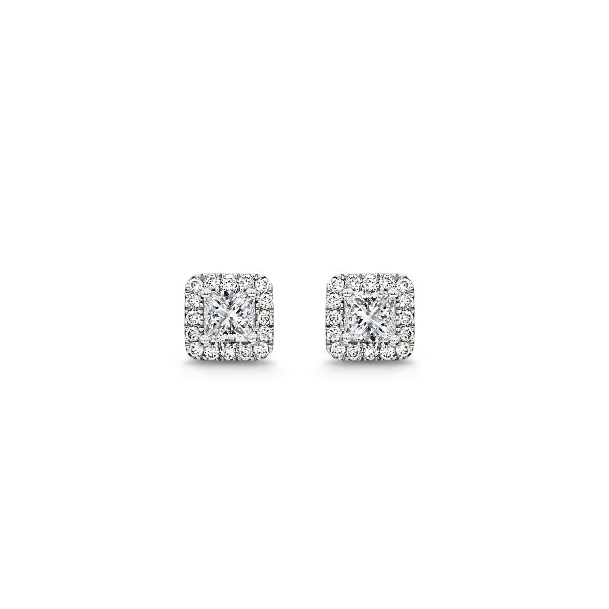 Shimansky - My Girl Diamond Halo Earrings 0.40 Carat Crafted in Platinum Front View