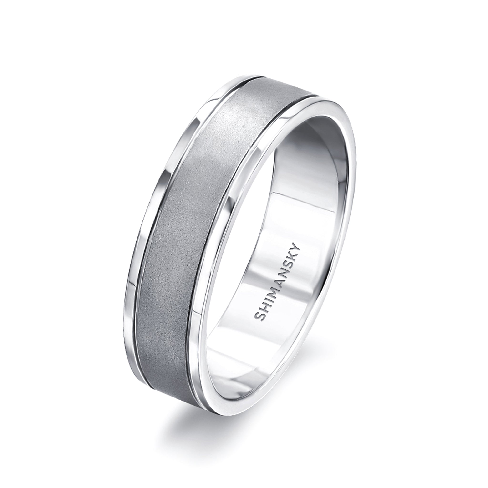Shimansky - Max-line Double Grooved Wedding Band in Satin Finished Platinum