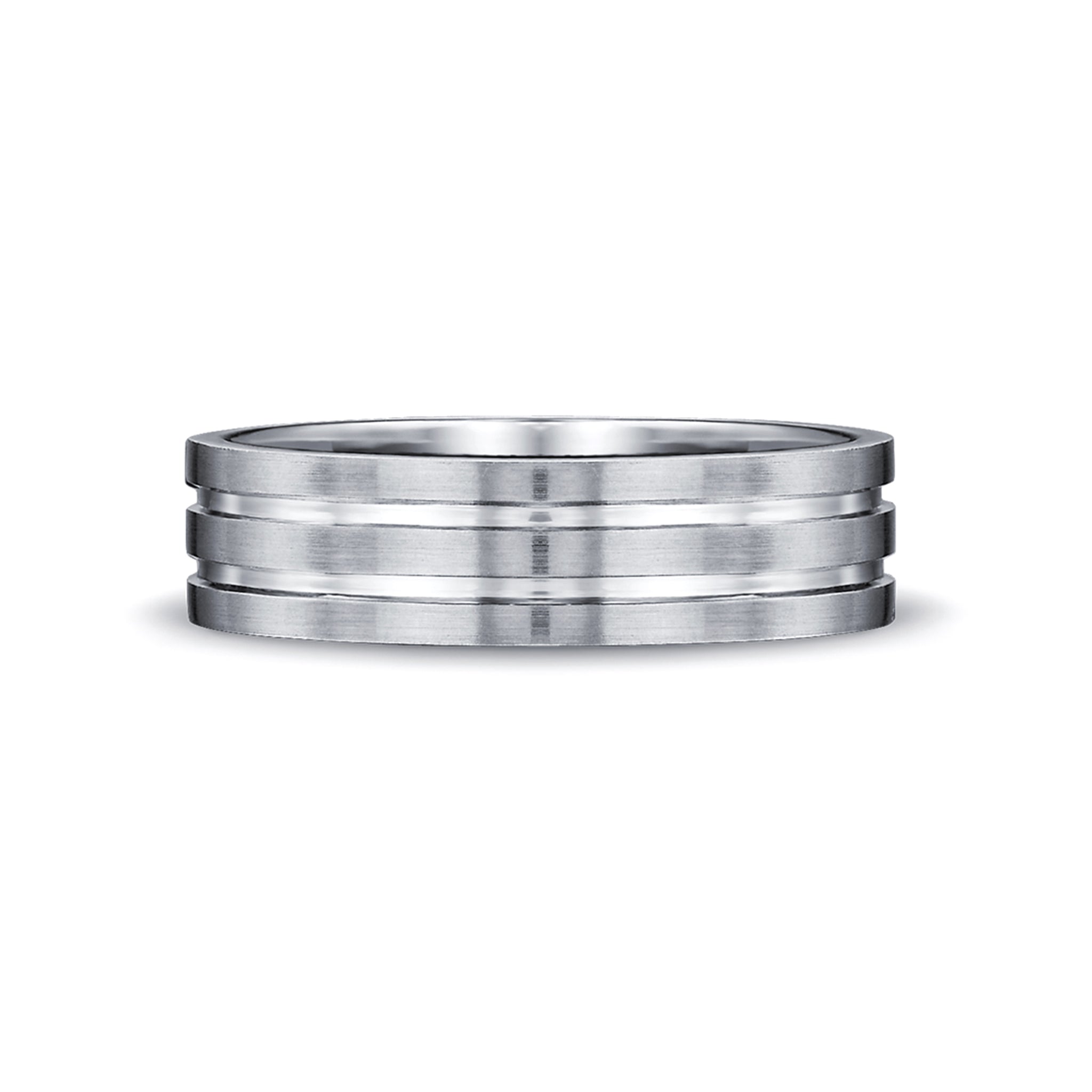 Shimansky - Max-line Flat Double Grooved Wedding Band in Satin Finished Palladium