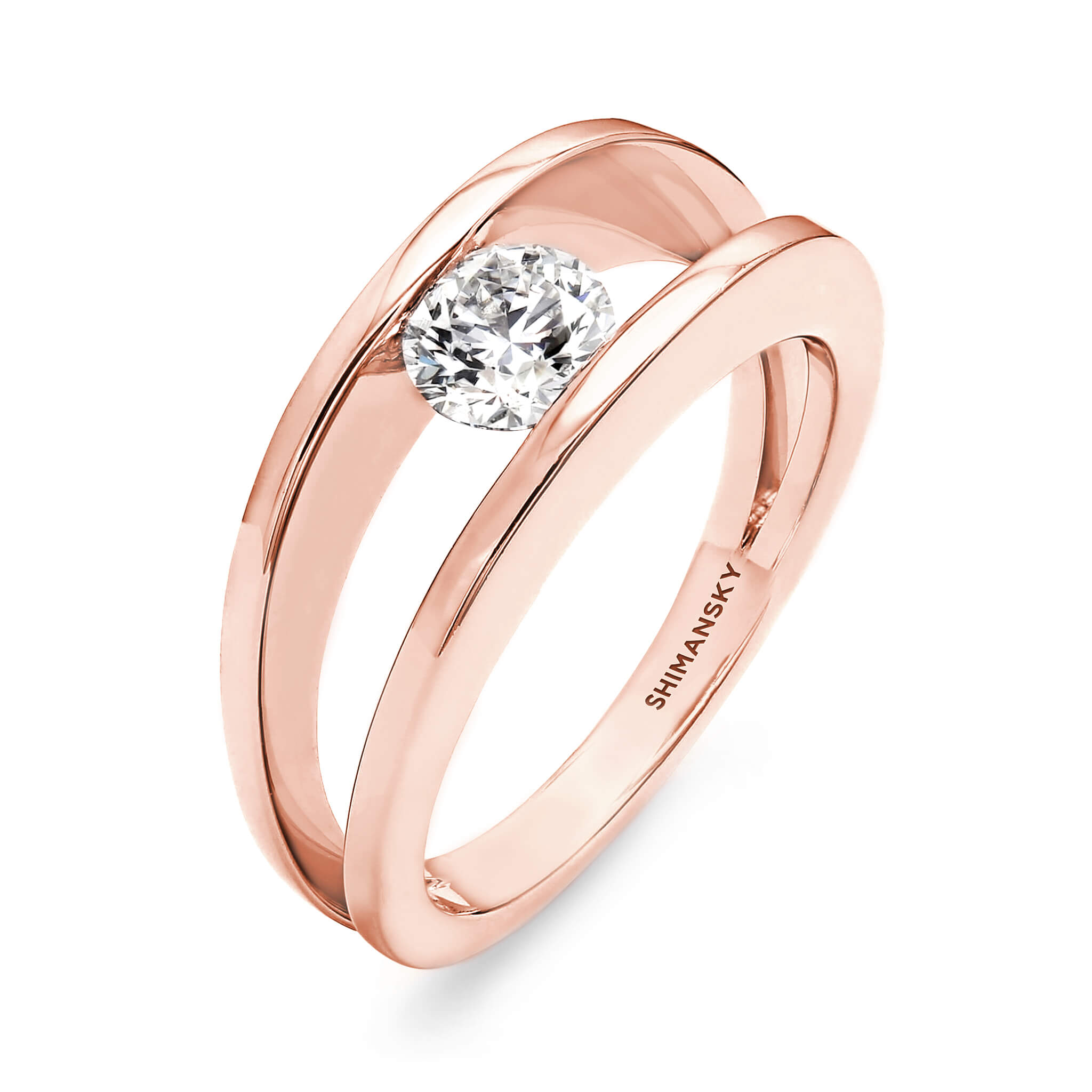 Millennium Classic Diamond Ring 0.50 Carat in 18K Rose Gold 3D View