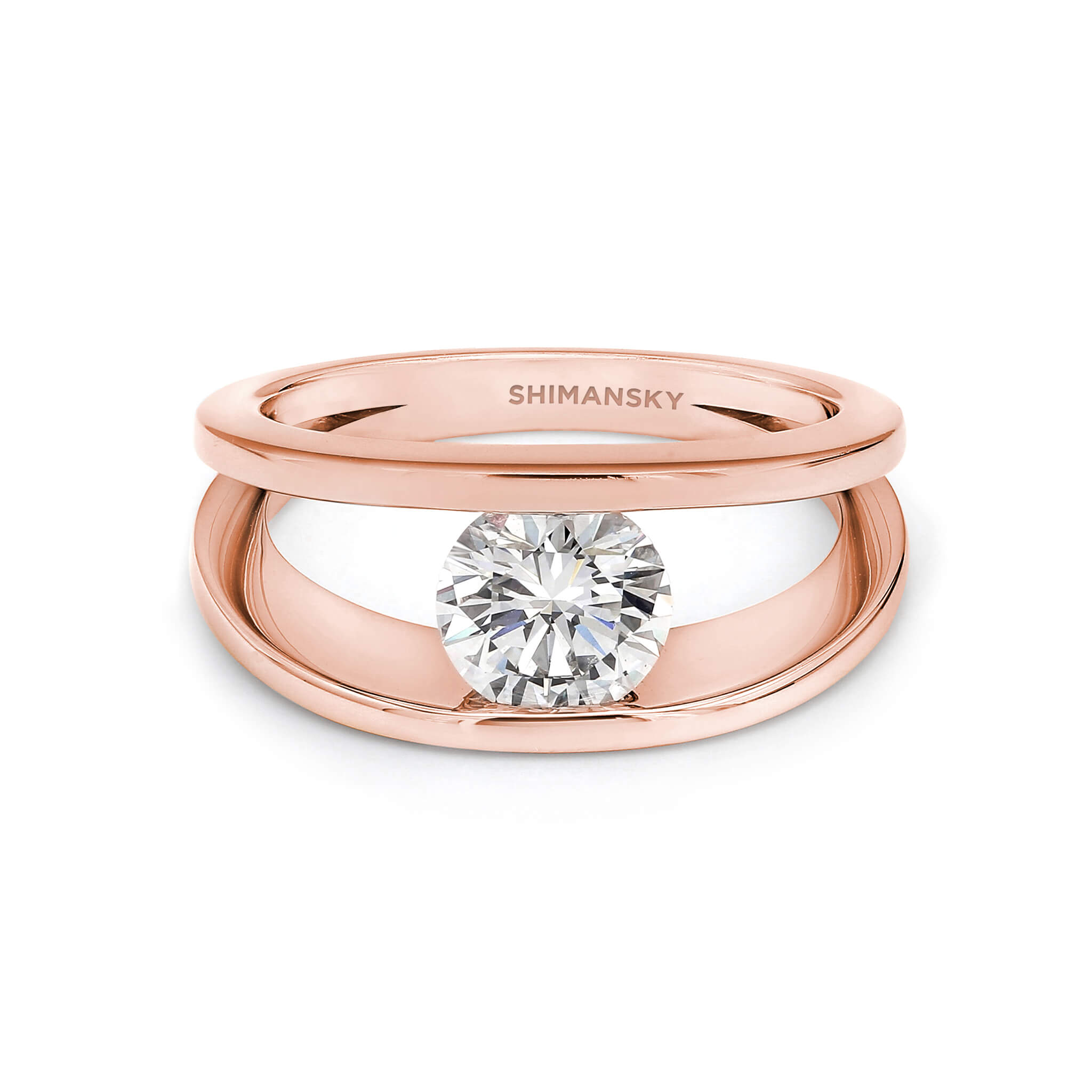 Millennium Classic Diamond Ring 1.00 Carat in 18K Rose Gold Front View