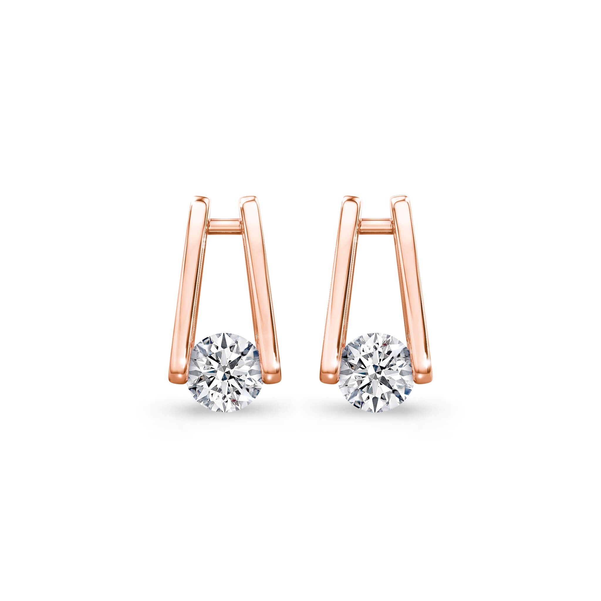 Millennium Classic Diamond Stud Earrings 2.00 Carat in 18K Rose Gold Front View
