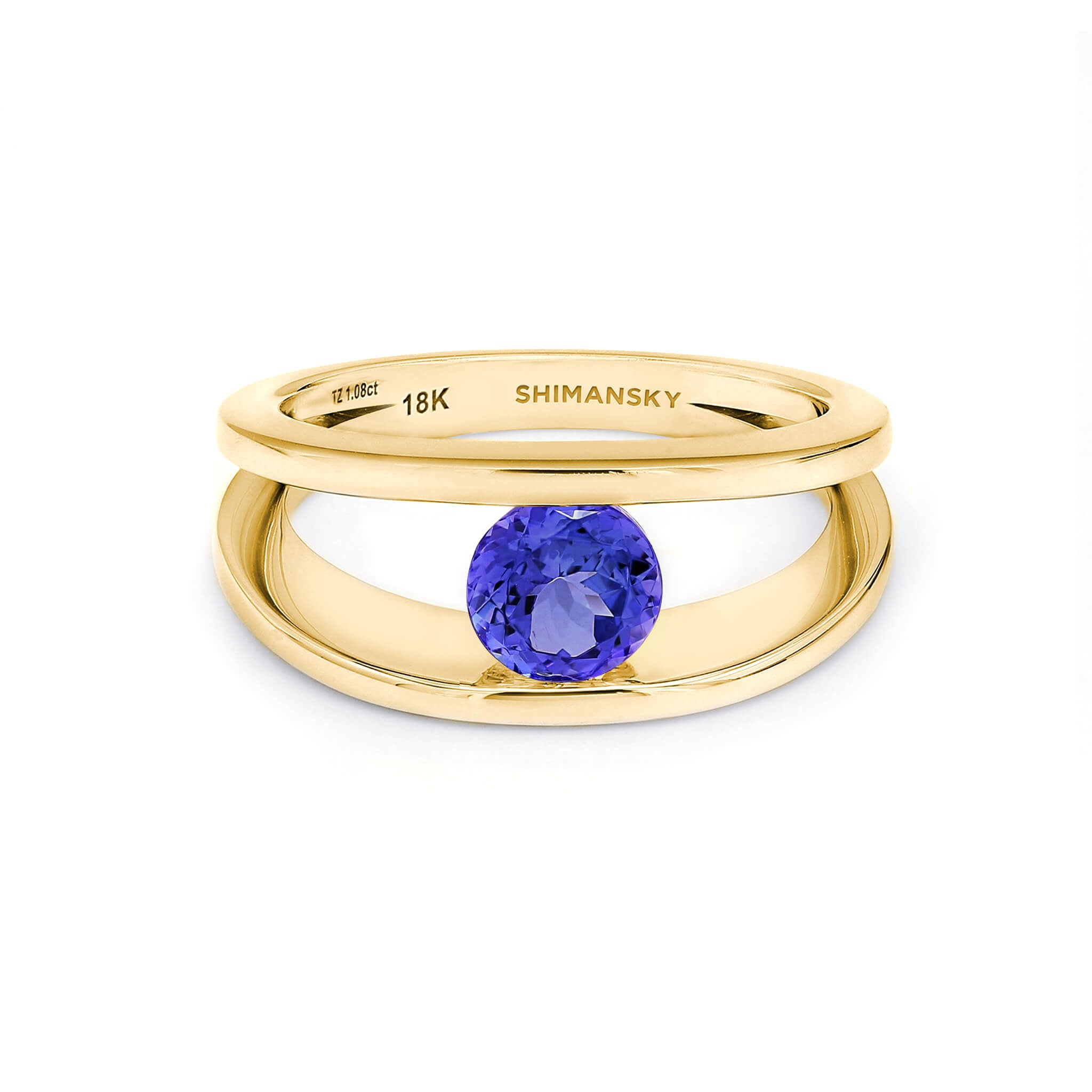 Millennium Classic Tanzanite Ring in 18K Yellow Gold Front View