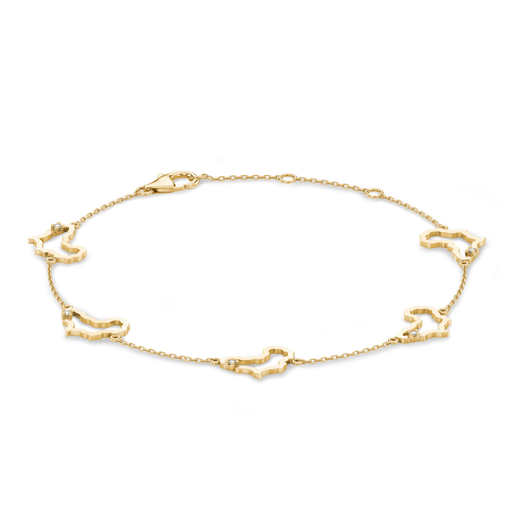 My Africa Diamond Station Bracelet in 14K Yellow Gold 3D View