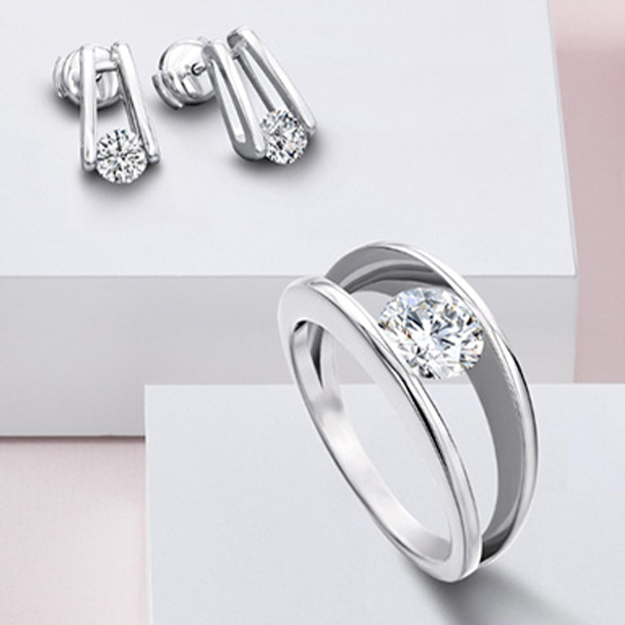 Shimansky's signature Millennium collection diamond ring and earrings