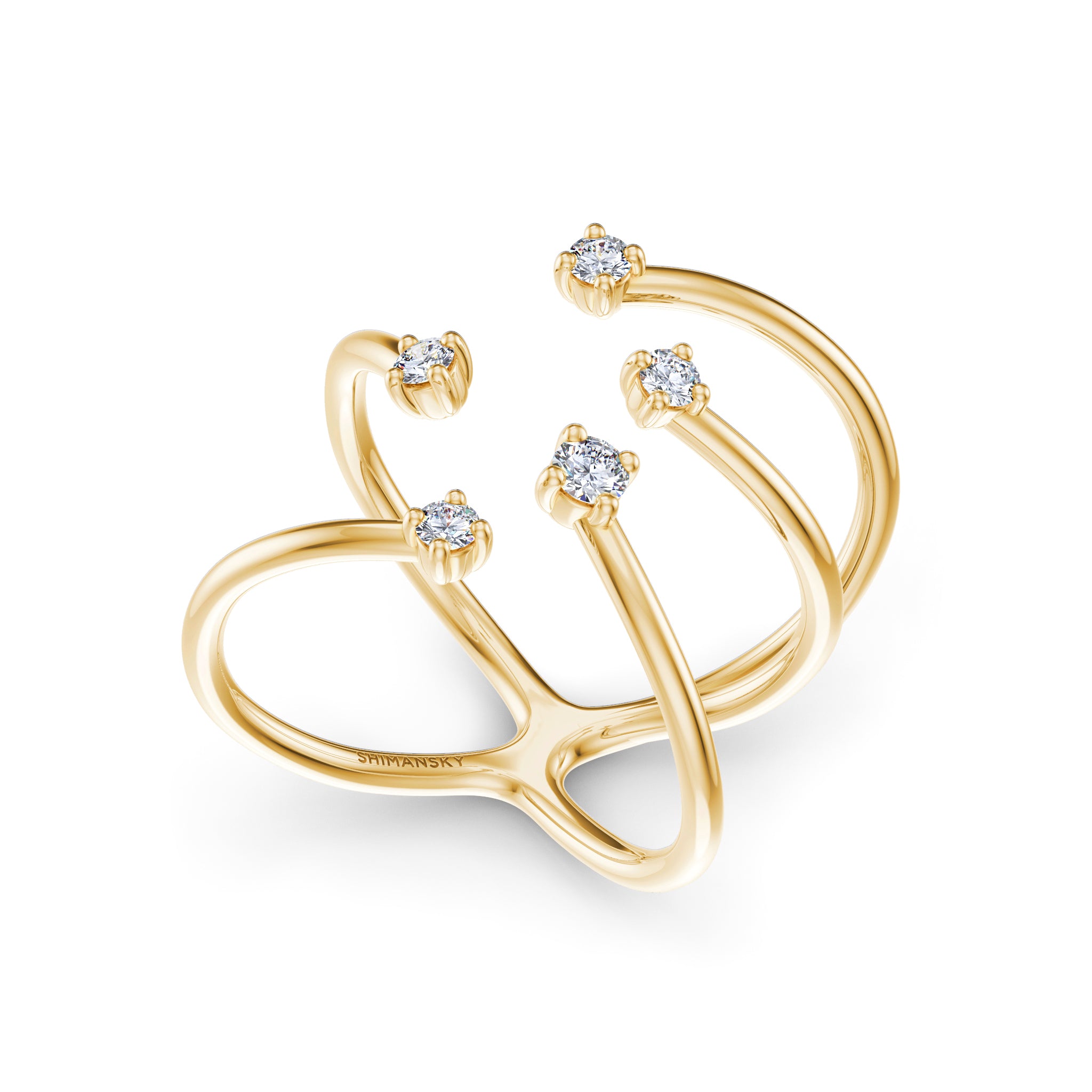 Shimansky - Southern Cross Small Diamond Ring Crafted in 14K Yellow Gold