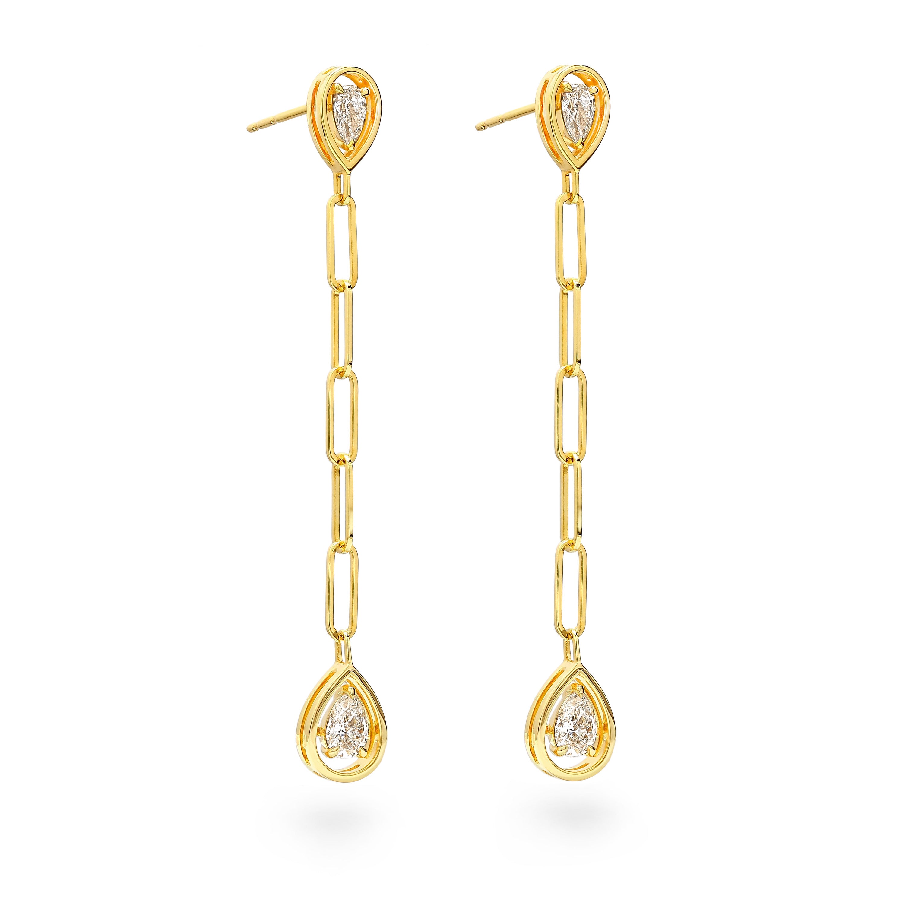Shimansky - Saturn Pear Diamond Drop Earrings 0.70ct crafted in 14K Yellow Gold
