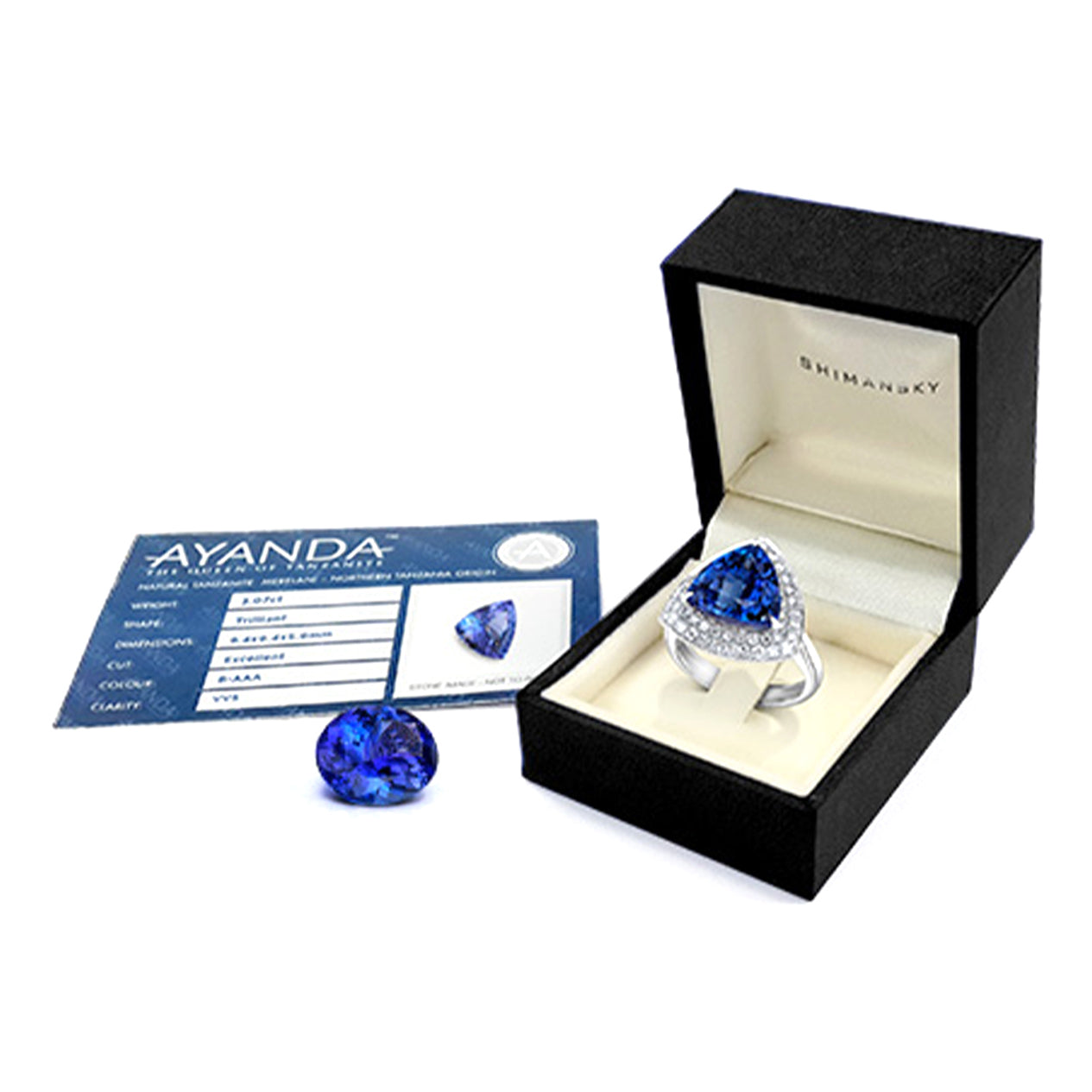 Shimansky Ayanda Tanzanite and Diamond Engagement Ring in Box with Certificate