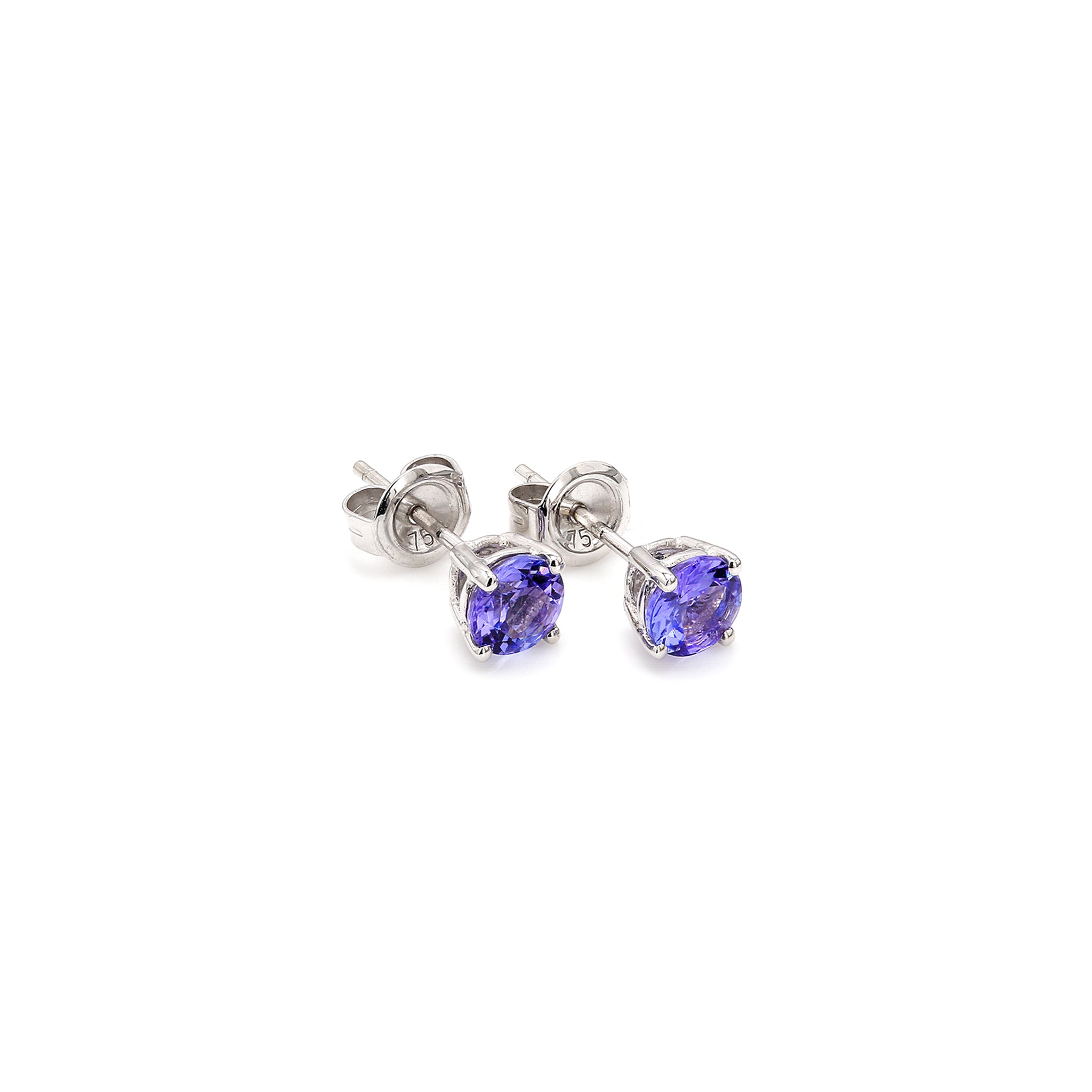 Shimansky - Tanzanite Solitaire Stud Earrings 1.00ct crafted in 14K White Gold