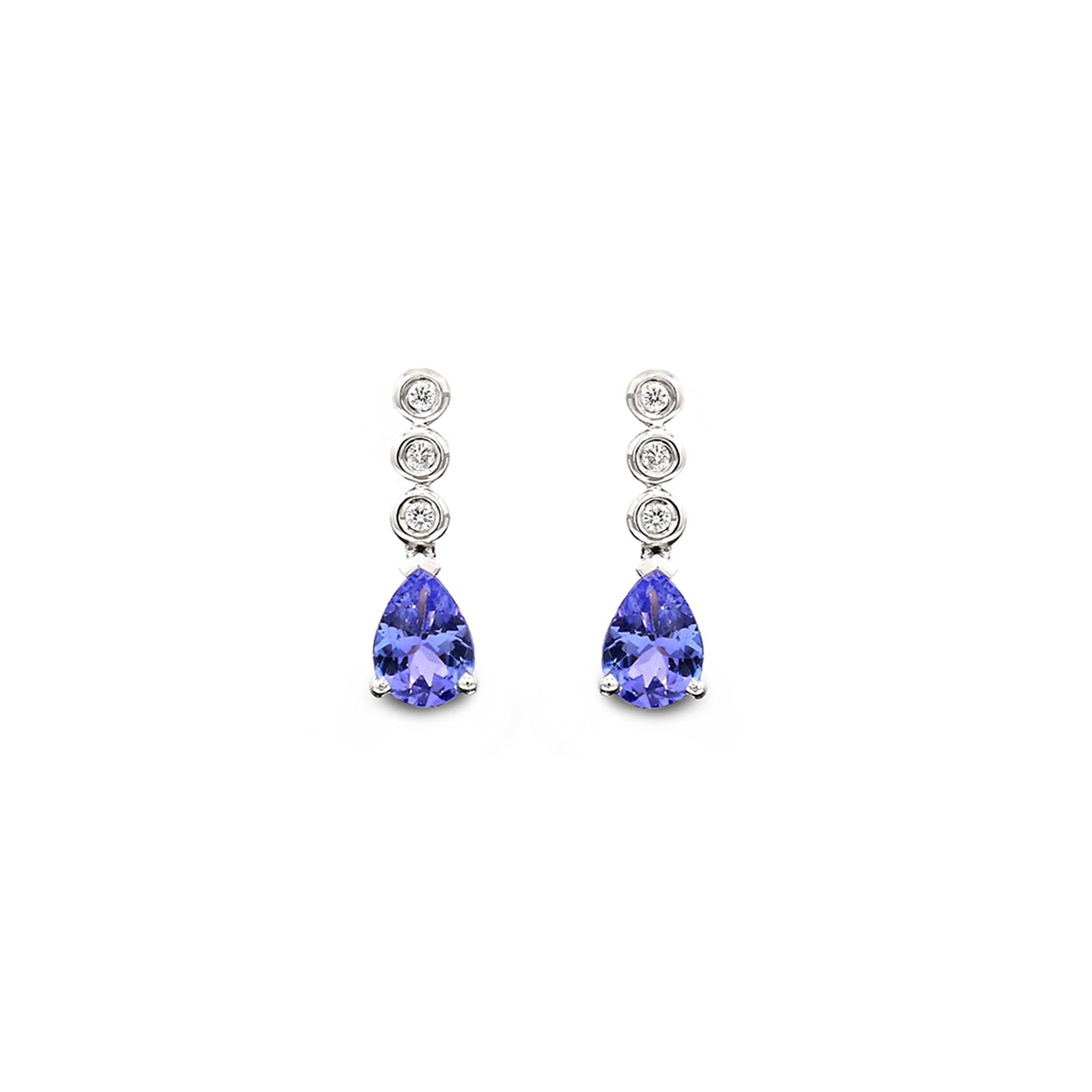 Tanzanite and Diamond Earrings - Front View - Shimansky