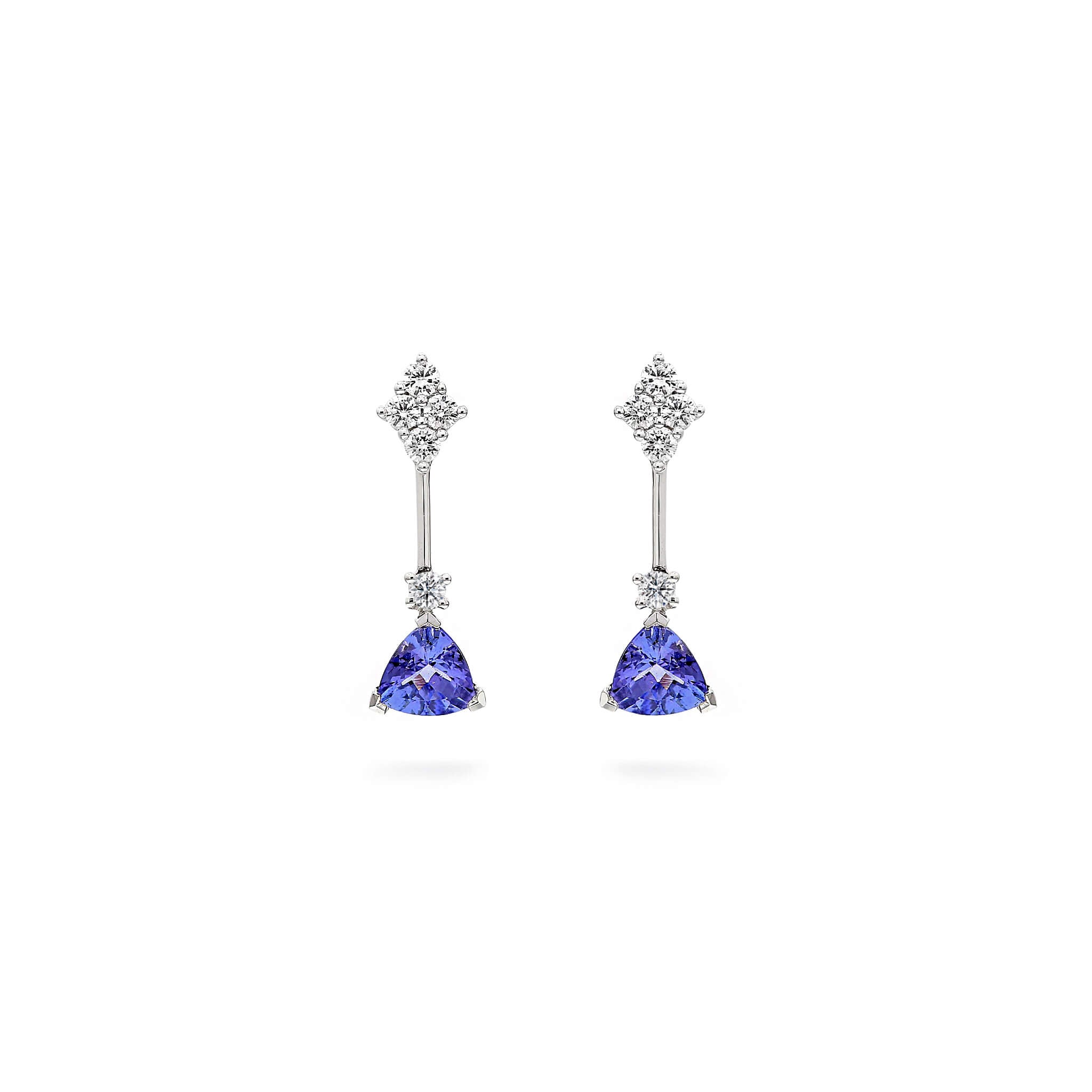 Tanzanite and Diamond Earrings - Front View - SHIMANSKY.CO.ZA