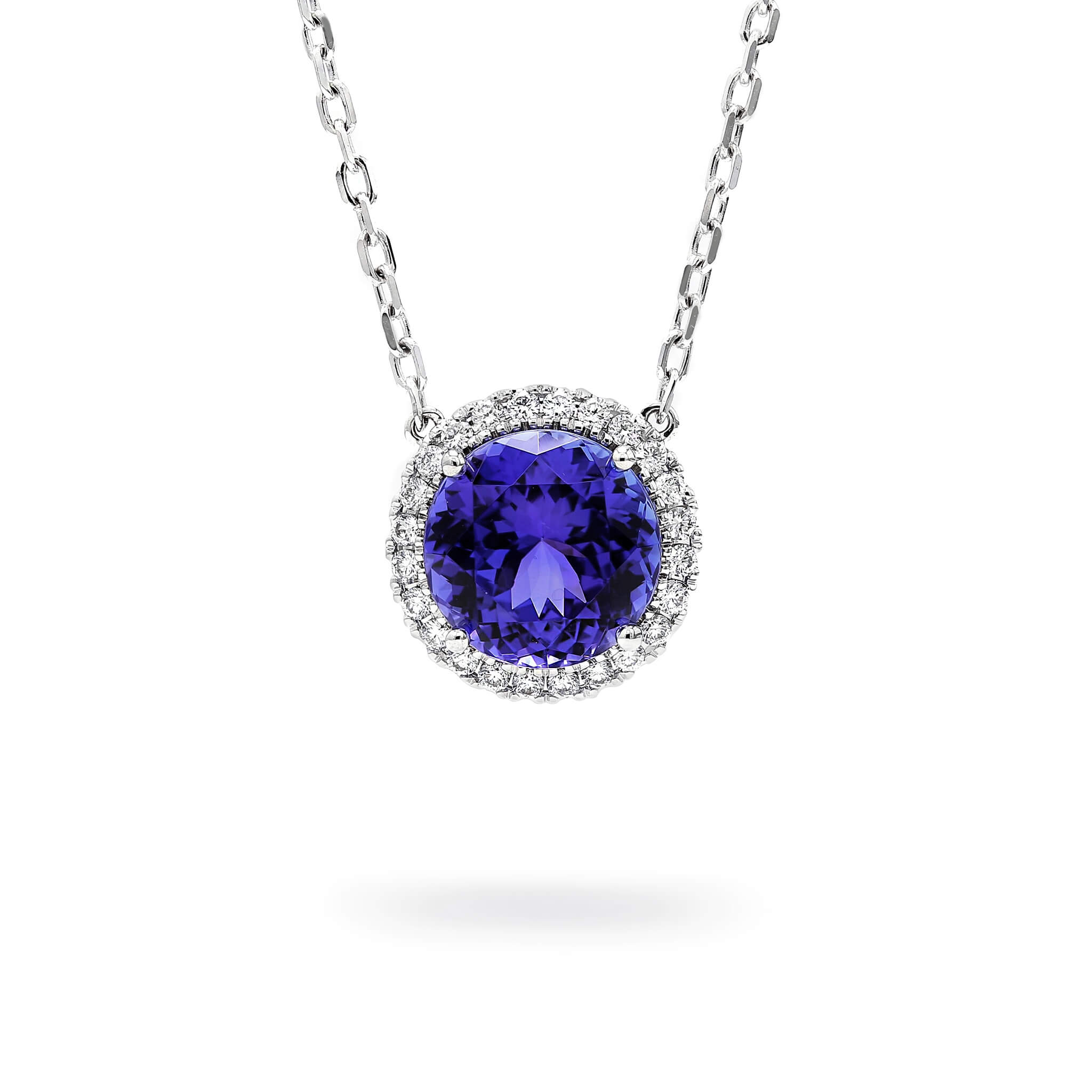 Tanzanite and Diamond Necklace - Front View - Shimansky