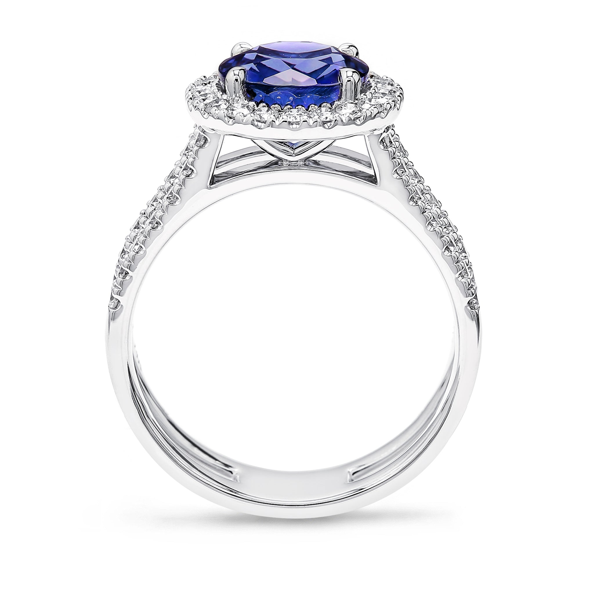 Shimansky - Tanzanite and Diamond Double Microset Halo 2.50ct ring crafted in 14K White Gold