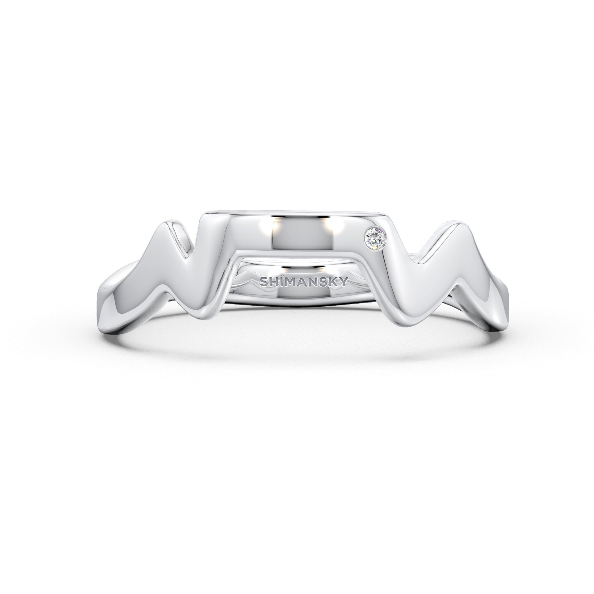 Table Mountain Single Diamond Ring in Silver Front View