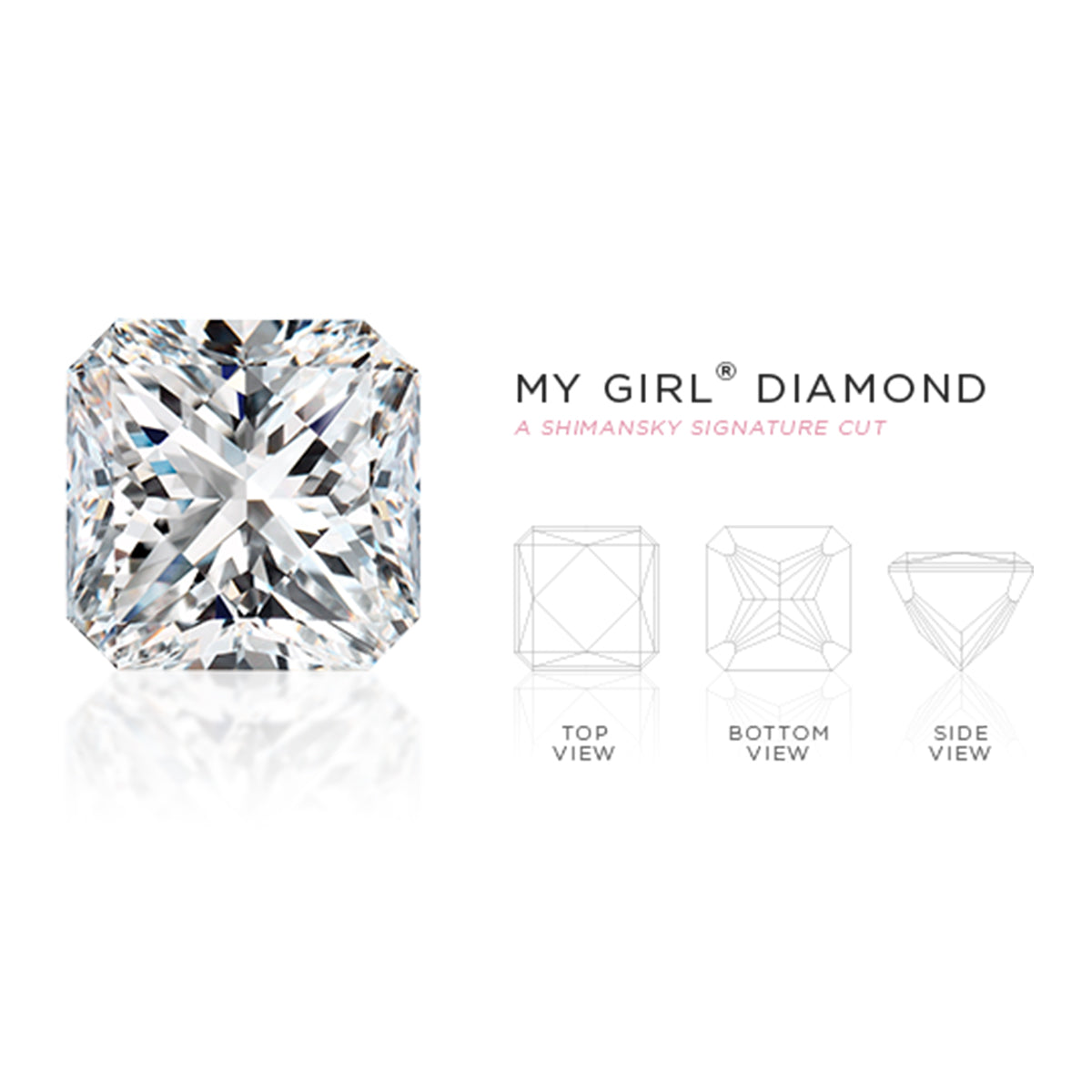 The various views of the Signature Shimansky My Girl Diamond Cut