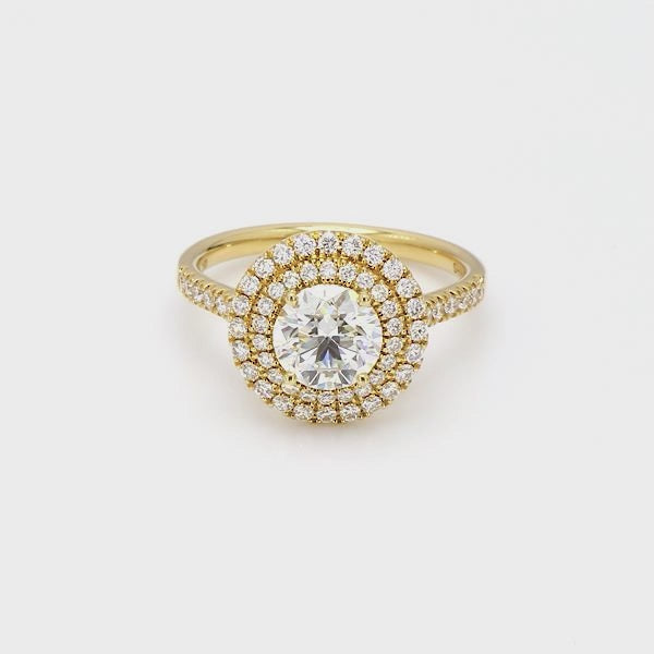 Shimansky - Diamond Double Microset Halo Ring 1.00ct crafted in 18K Yellow Gold Product Video