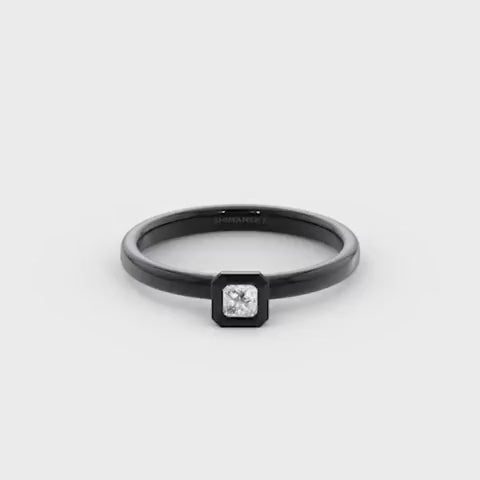 My Girl 0.14 Carat Diamond Tube Set Solitaire Ring  Shiny Black Rhodium 18K White Gold Video