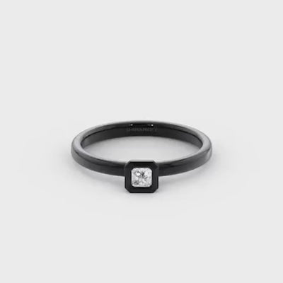 My Girl 0.14 Carat Diamond Tube Set Solitaire Ring  Shiny Black Rhodium 18K White Gold Video