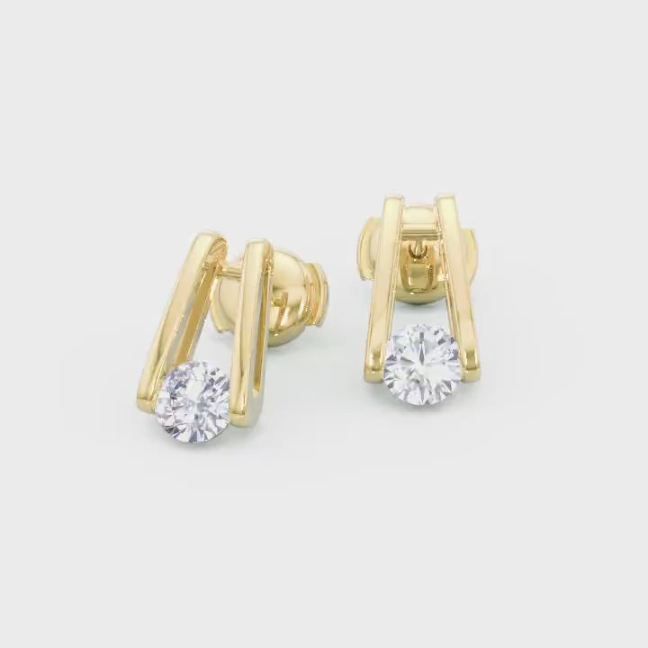Millennium Classic Diamond Earrings 0.60 Carat in 18K Yellow Gold Video