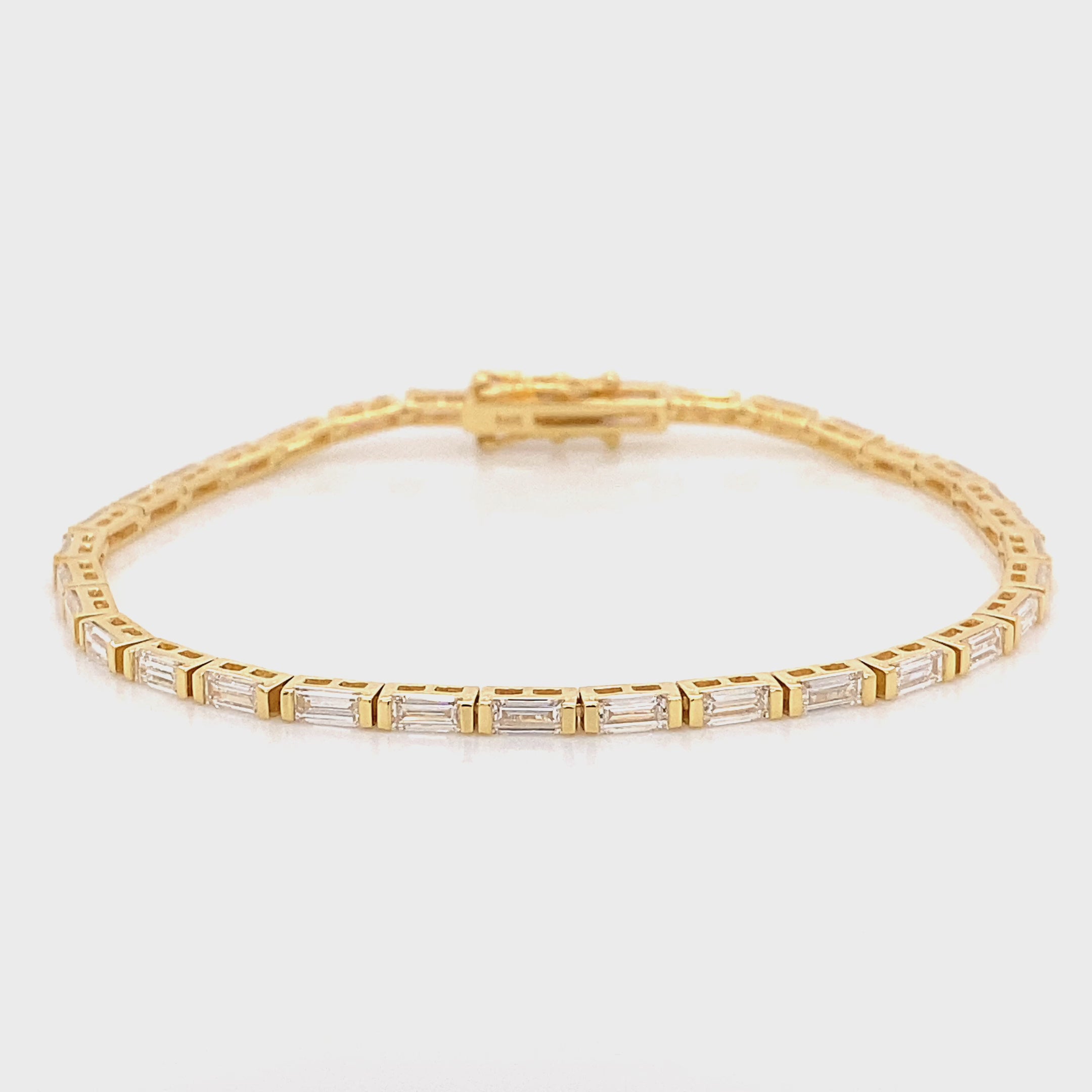 Baguette Diamond Tennis Bracelet 3.60ct crafted in 14K Yellow Gold Video - SHIMANSKY.CO.ZA