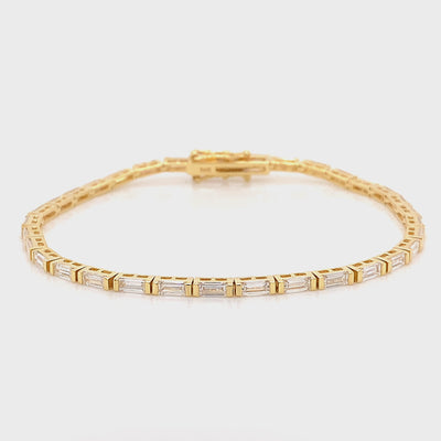 Baguette Diamond Tennis Bracelet 3.60ct crafted in 14K Yellow Gold Video - SHIMANSKY.CO.ZA