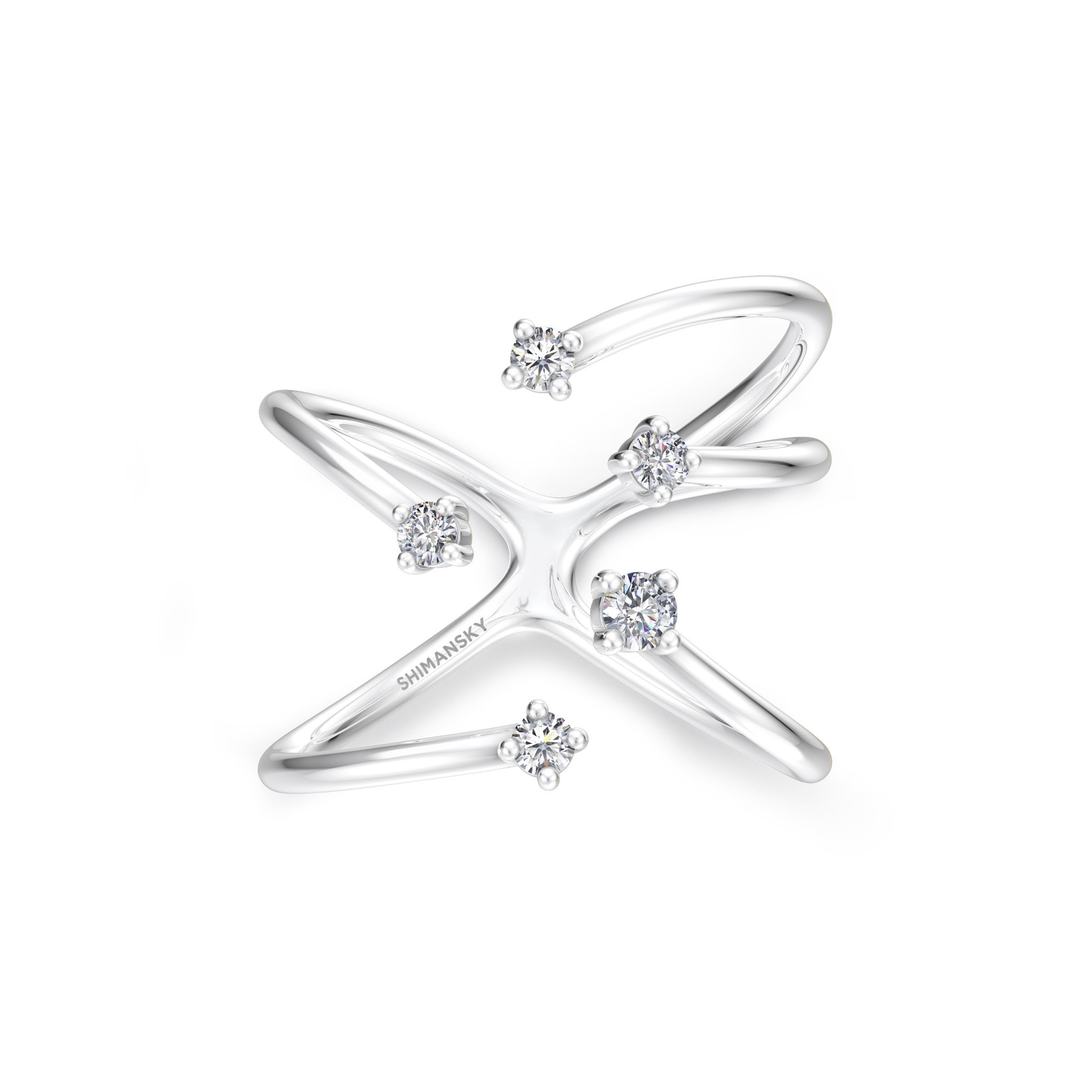 Shimansky - Southern Cross Large Diamond Ring Crafted in 14K White Gold