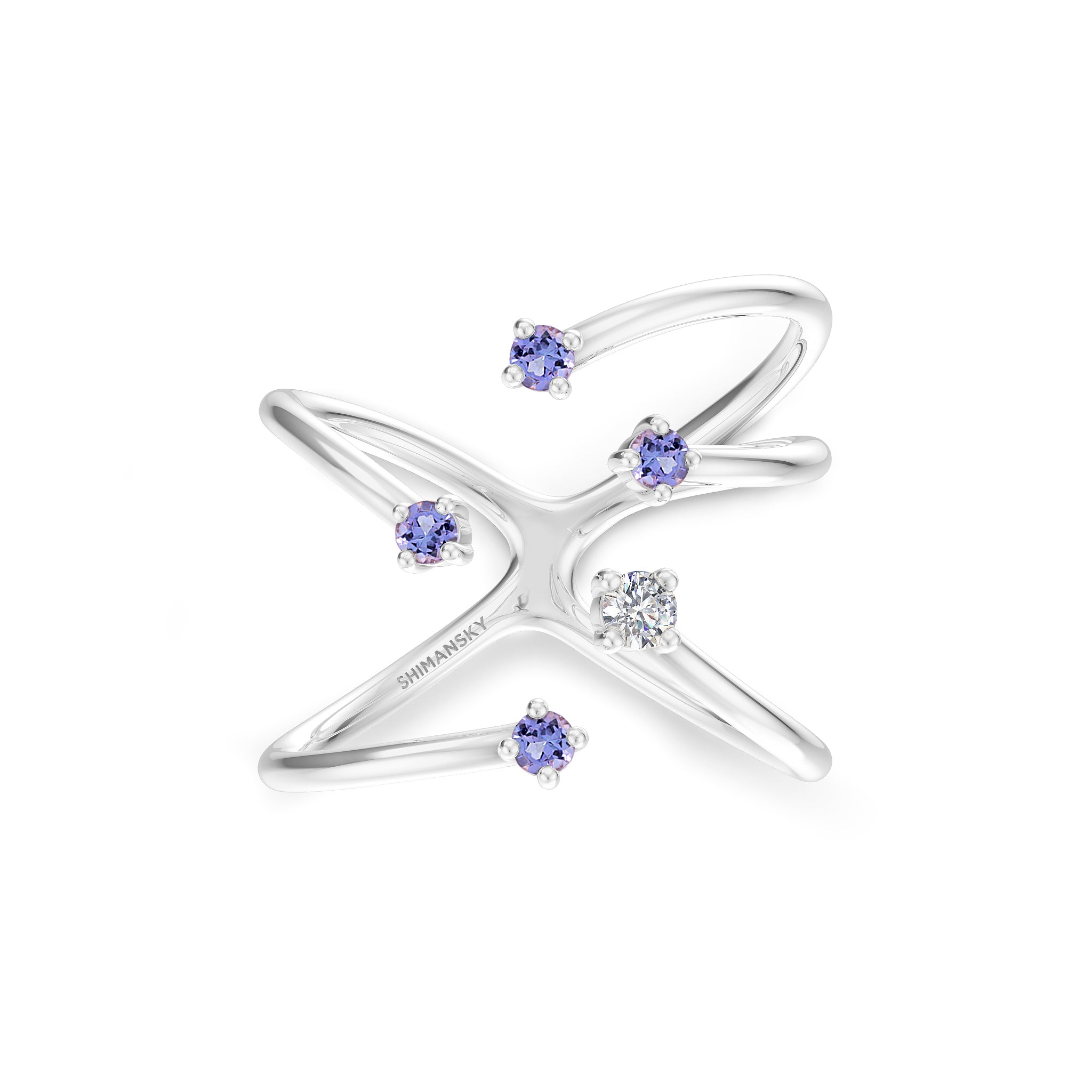 Shimansky - Southern Cross Diamond and Tanzanite Ring Crafted in 14K White Gold