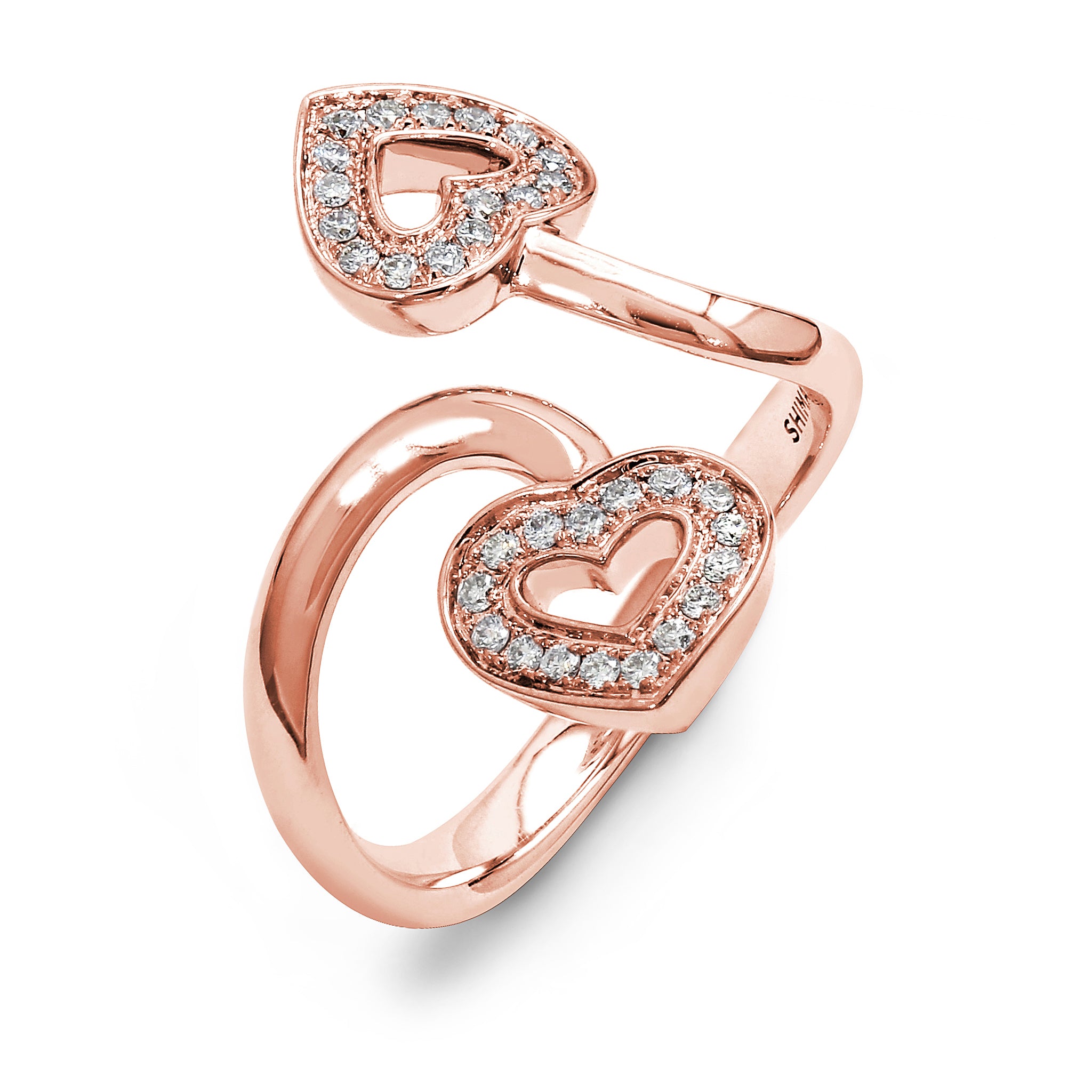 Shimansky - Two Hearts Twist Diamond Pave Ring 0.20ct crafted in 18K Rose Gold