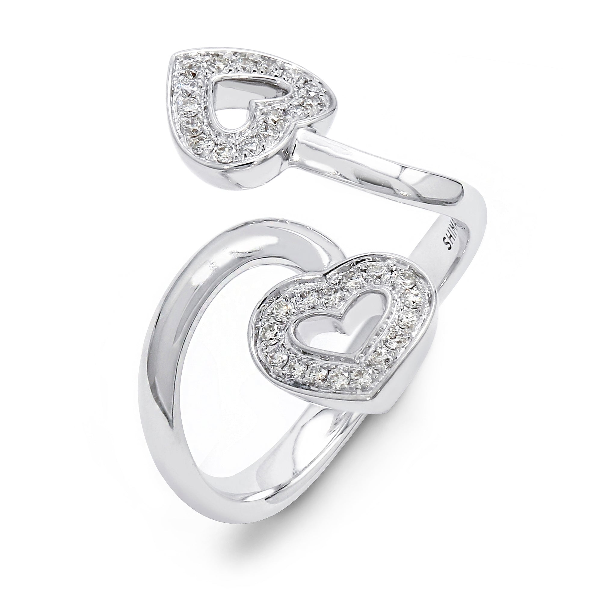 Shimansky - Two Hearts Twist Diamond Pave Ring 0.20ct crafted in 18K White Gold