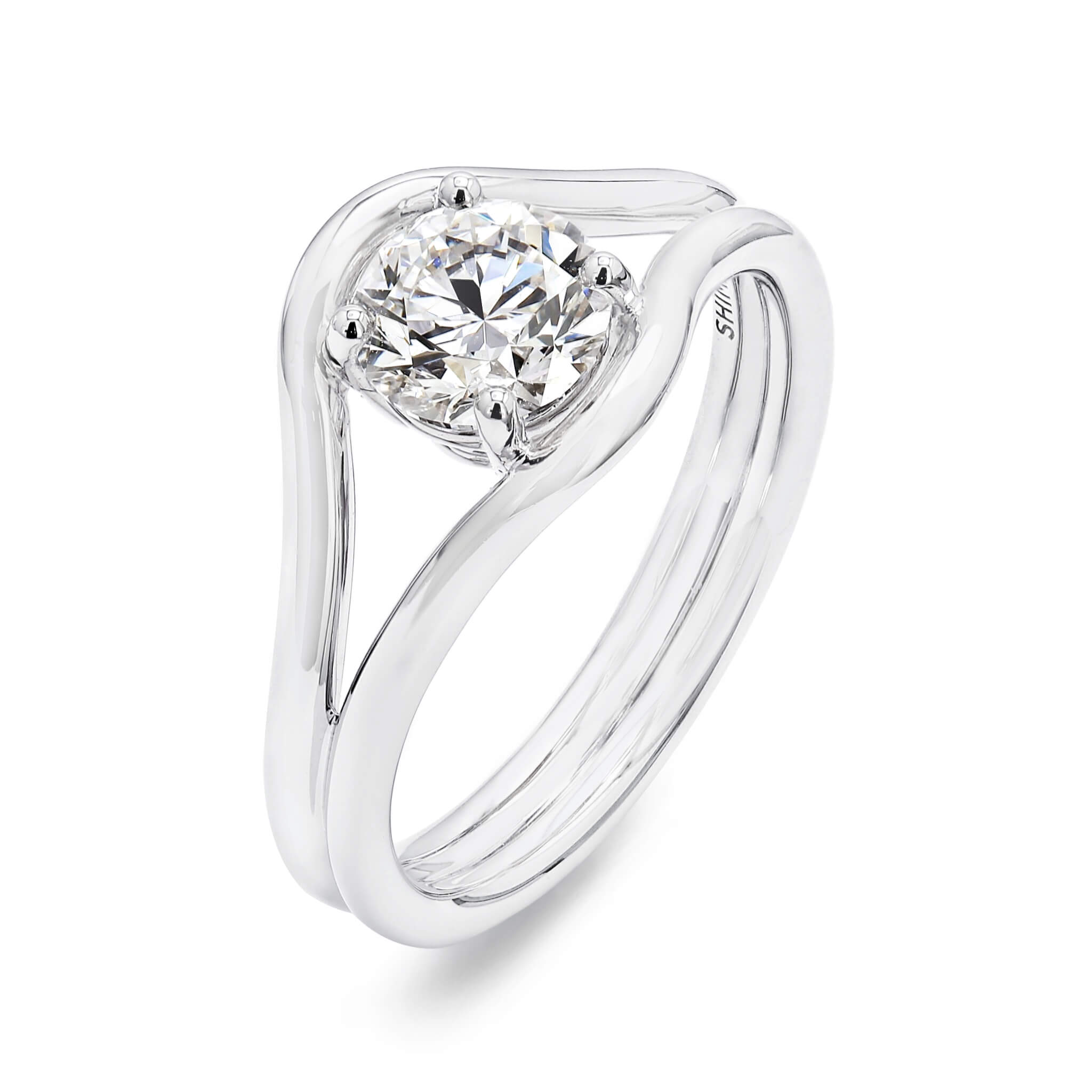Shimansky - Double Silhouette Diamond Engagement Ring 0.70ct Crafted in 18K White Gold