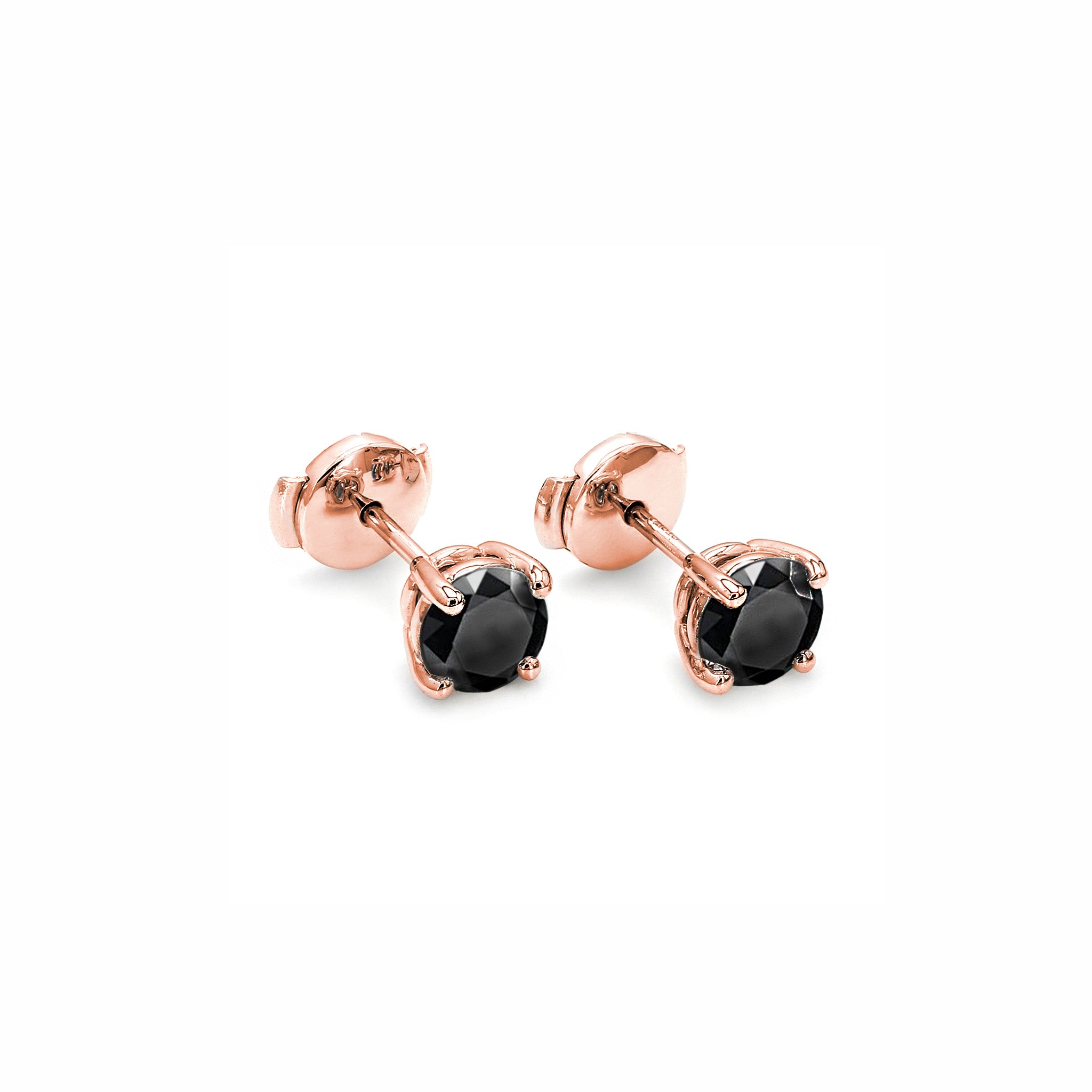 Shimansky - Black Diamond Solitaire Earrings 1.00ct in 18K Rose Gold