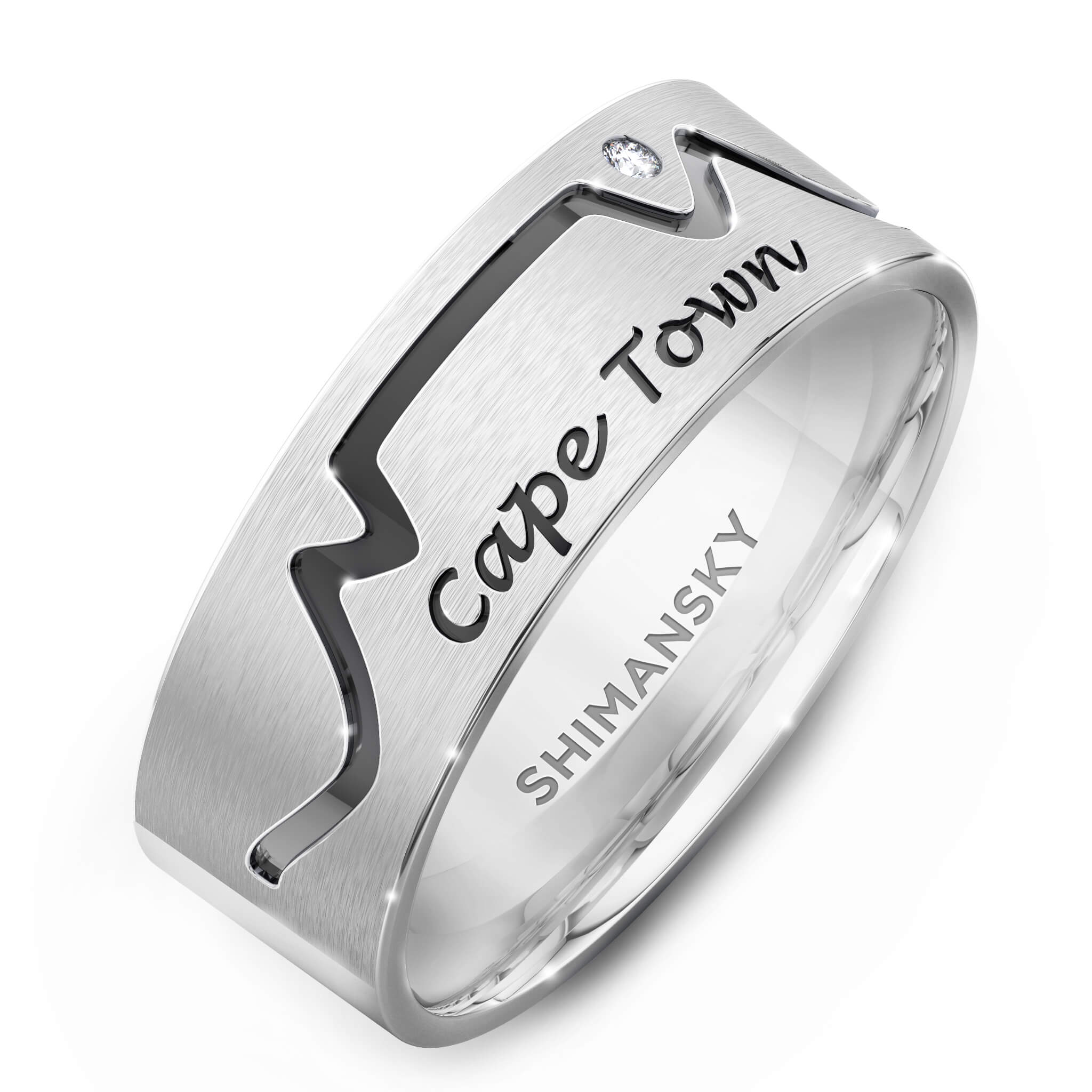 Cape Town Gents Diamond Ring In Silver 3D View