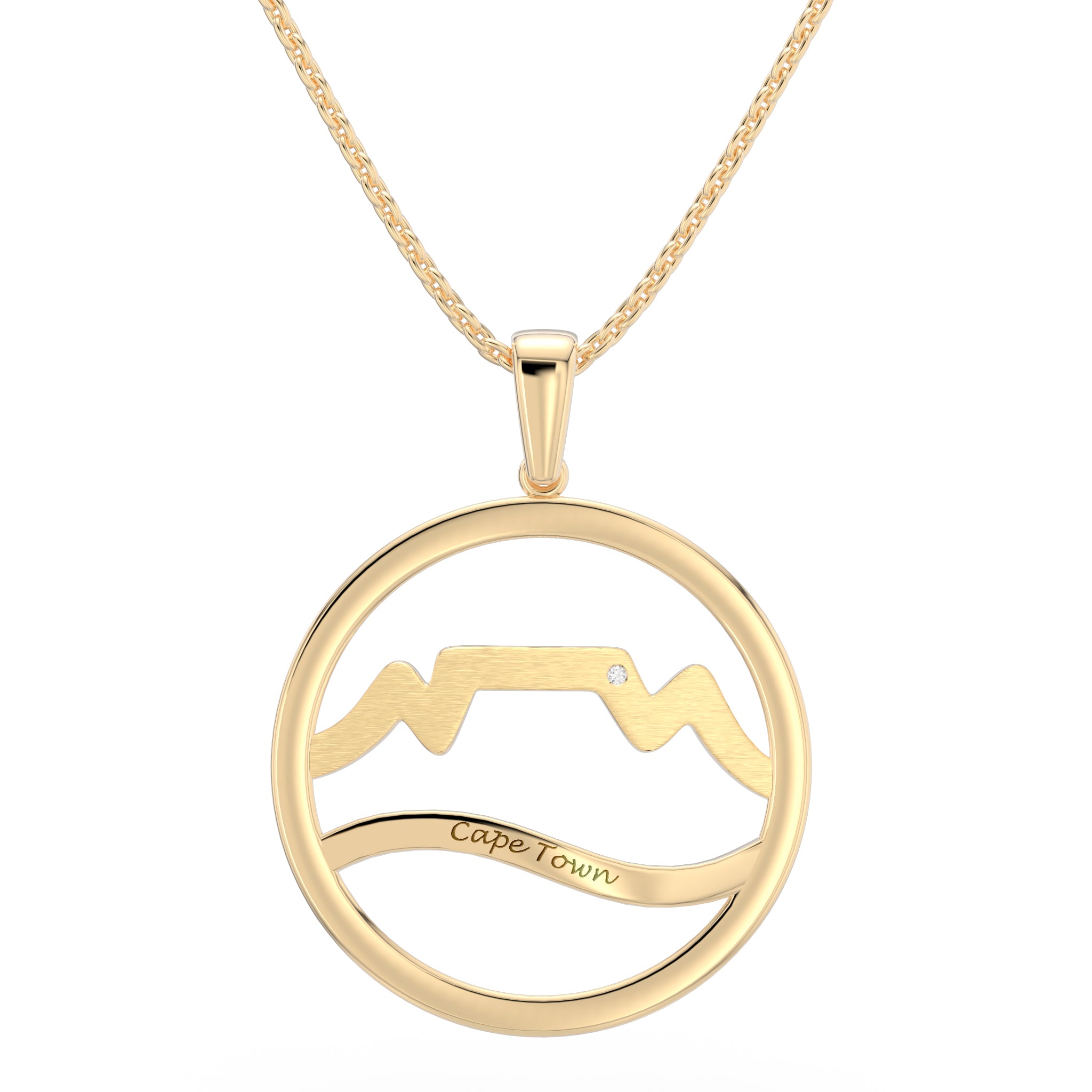 Cape Town Large Diamond Pendant in 14K Yellow Gold