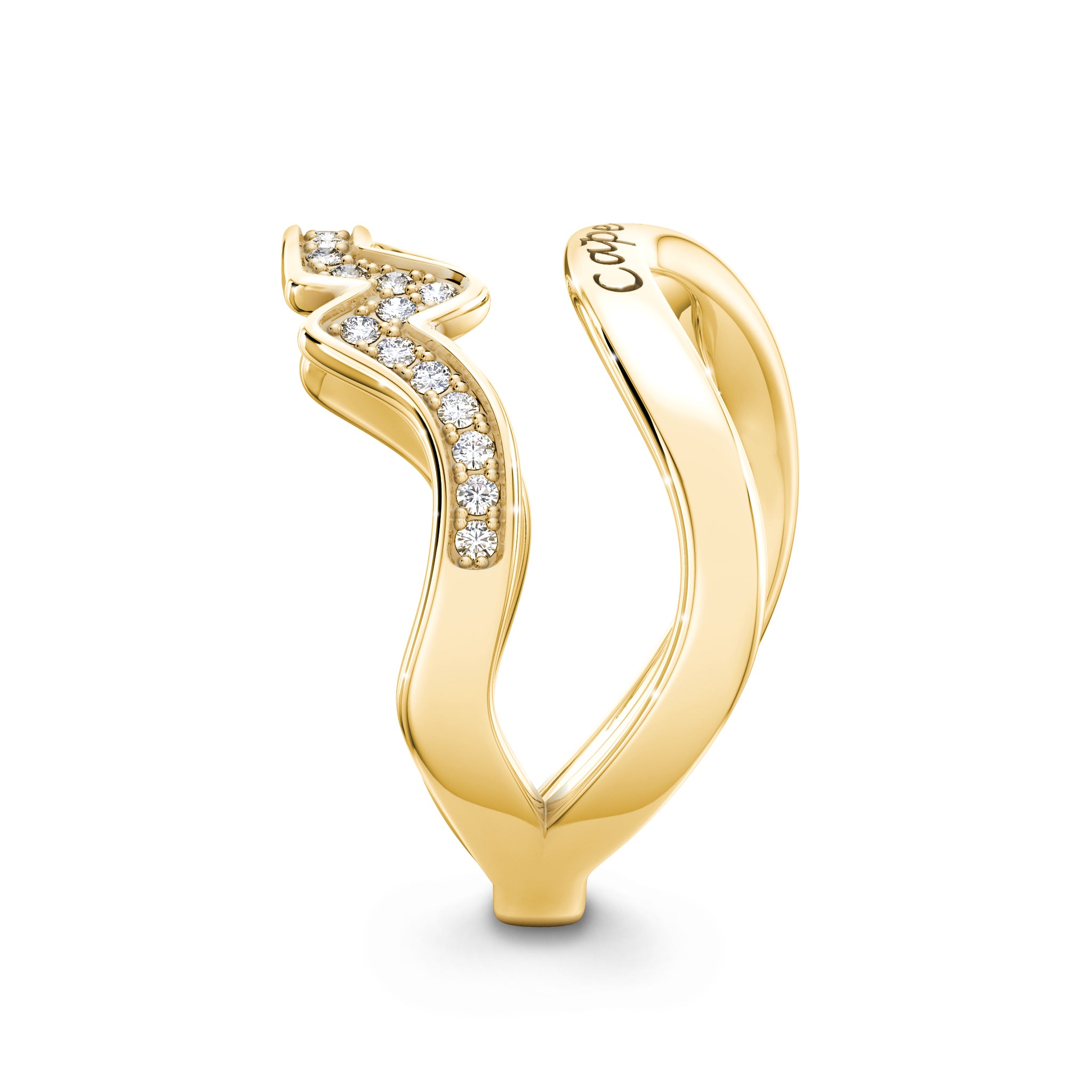 Cape Town Single Row Diamond Ring In Yellow Gold Side View