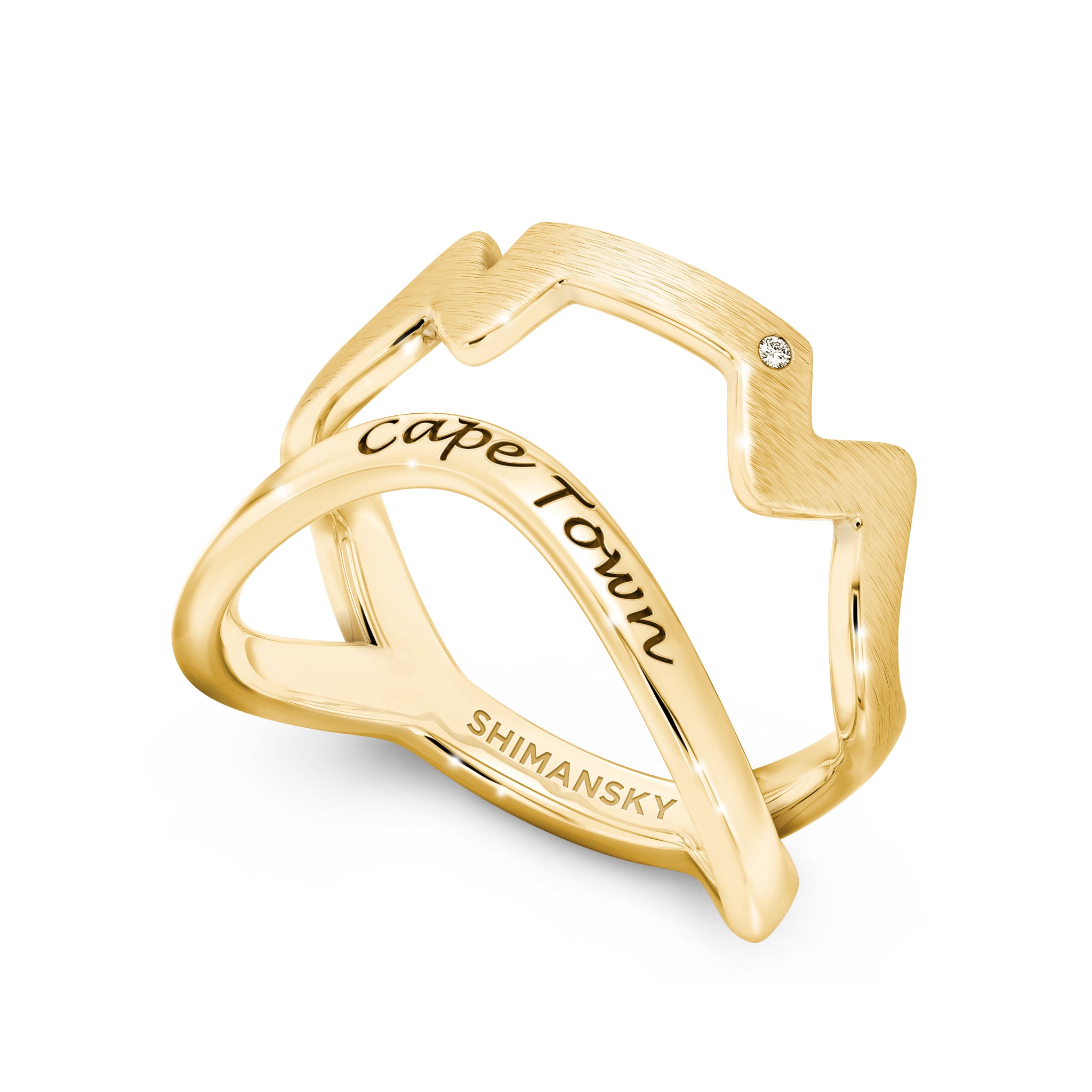 Cape Town Swiss Set Diamond Ring in 14K Yellow Gold 3D View